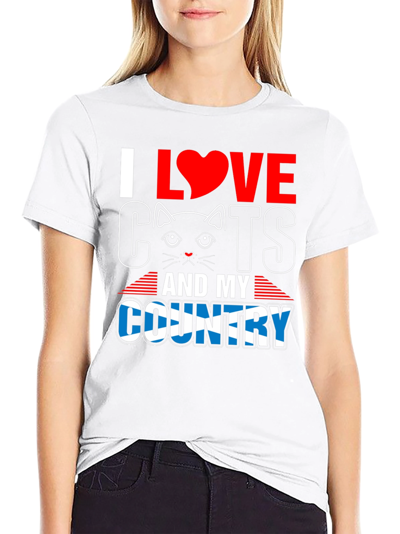 I Love Cats & My Country T-Shirt - Black