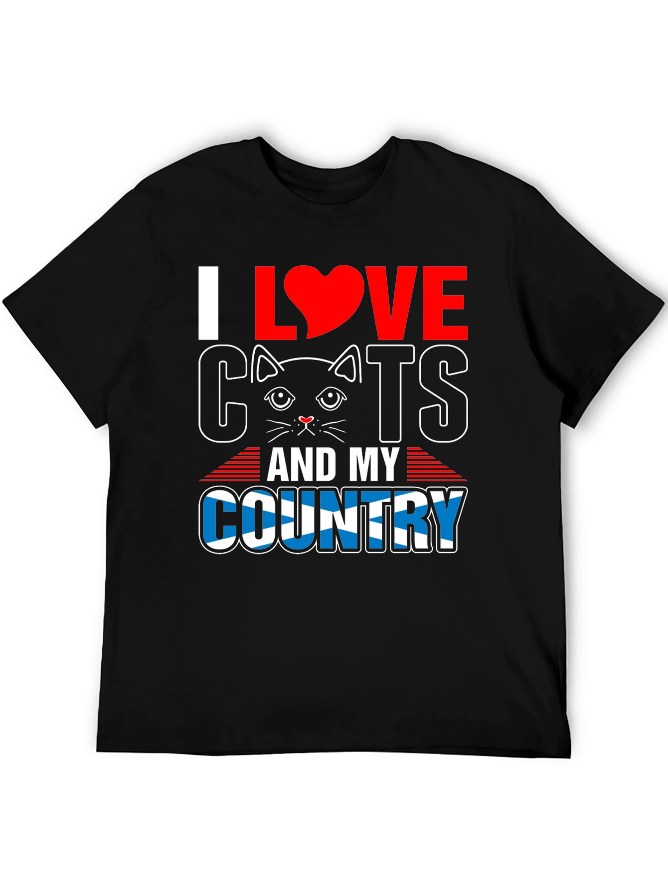 I Love Cats & My Country T-Shirt - Black