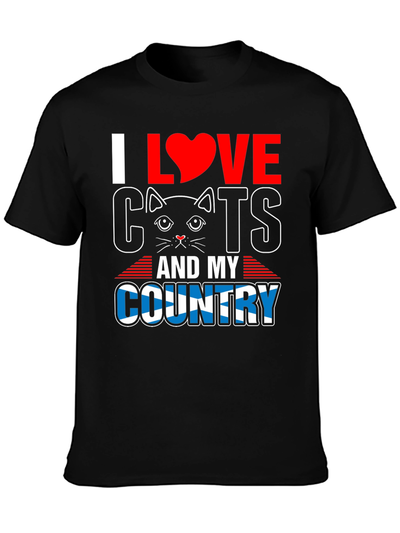 I Love Cats & My Country T-Shirt - Black