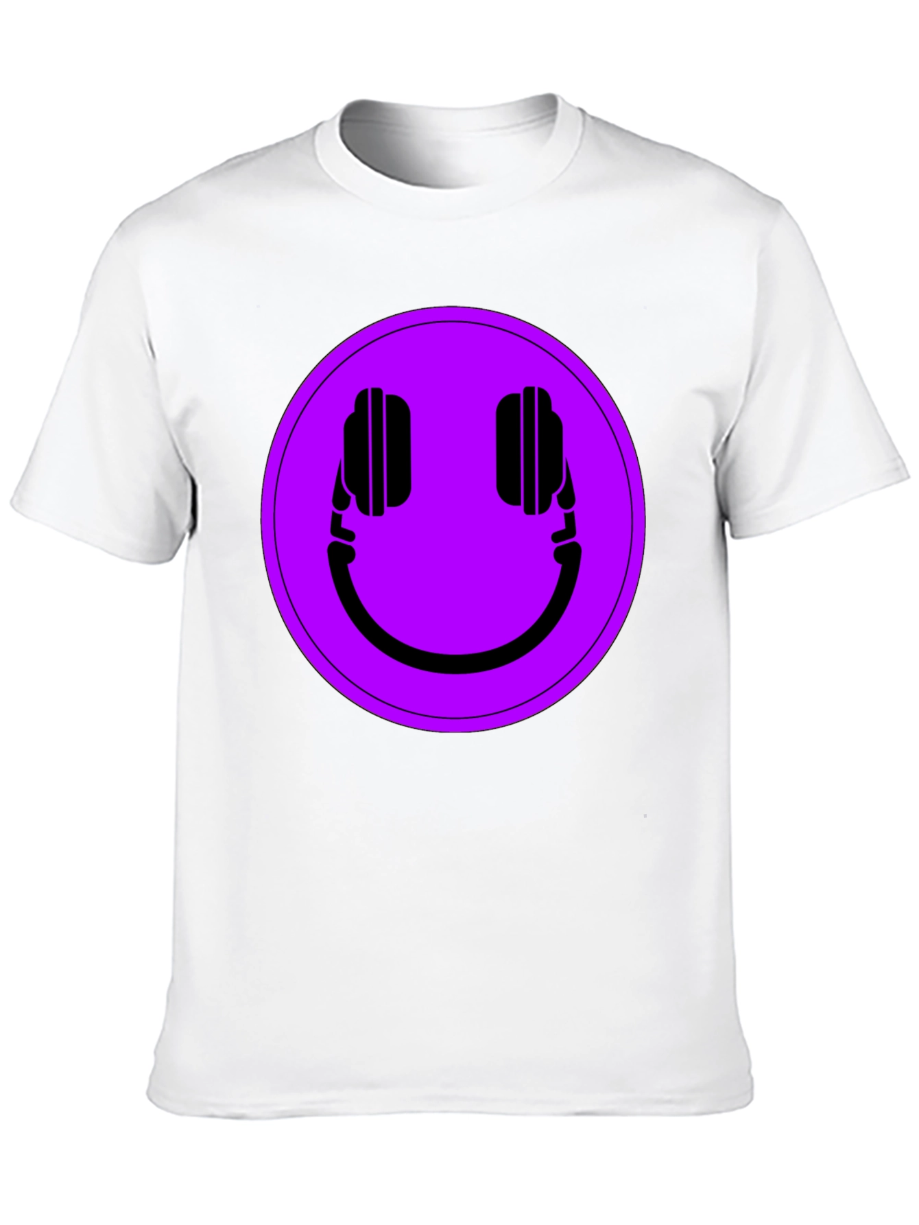 Headphone Smiley T-Shirt - Black Casual Tee