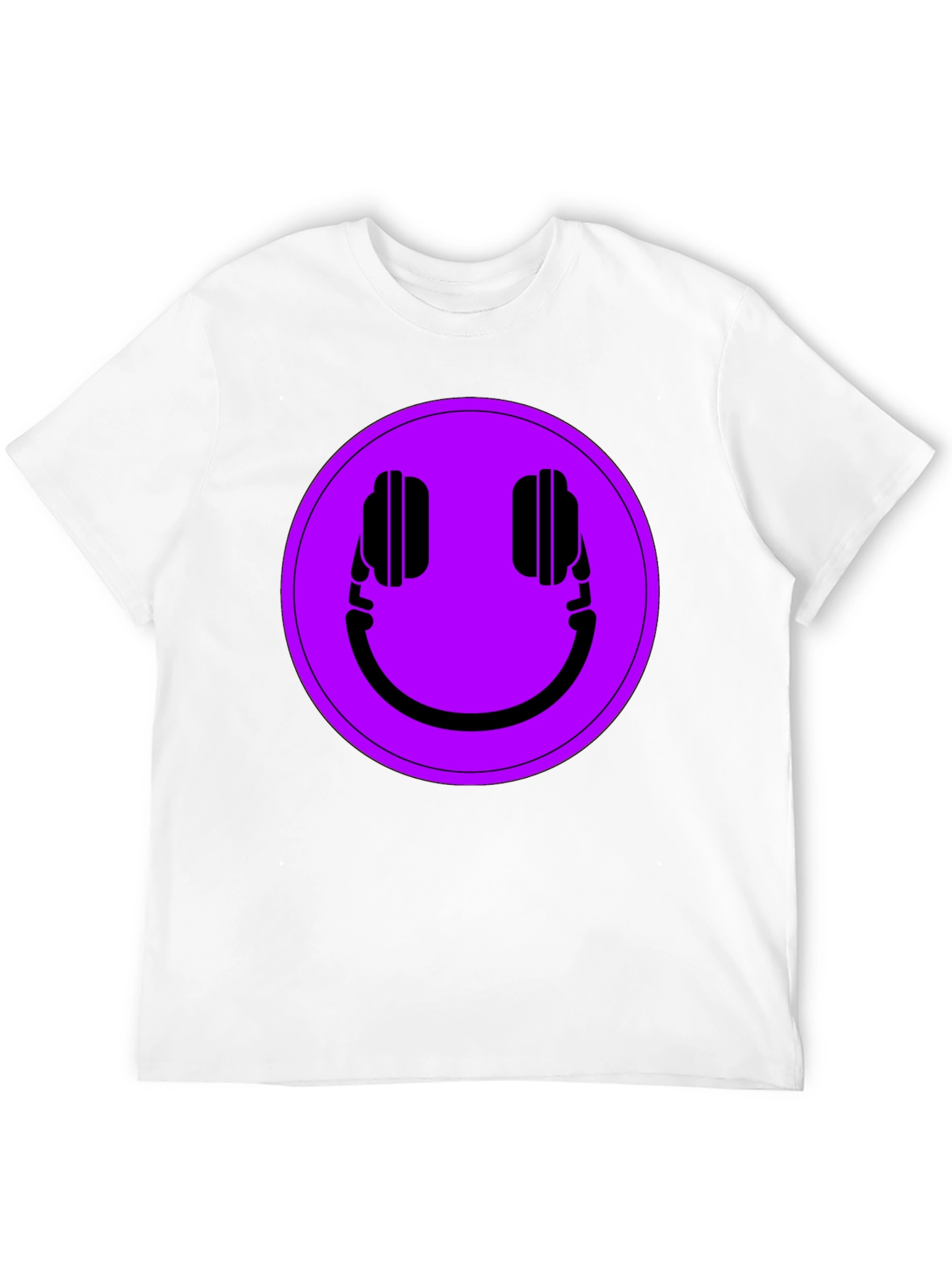 Headphone Smiley T-Shirt - Black Casual Tee