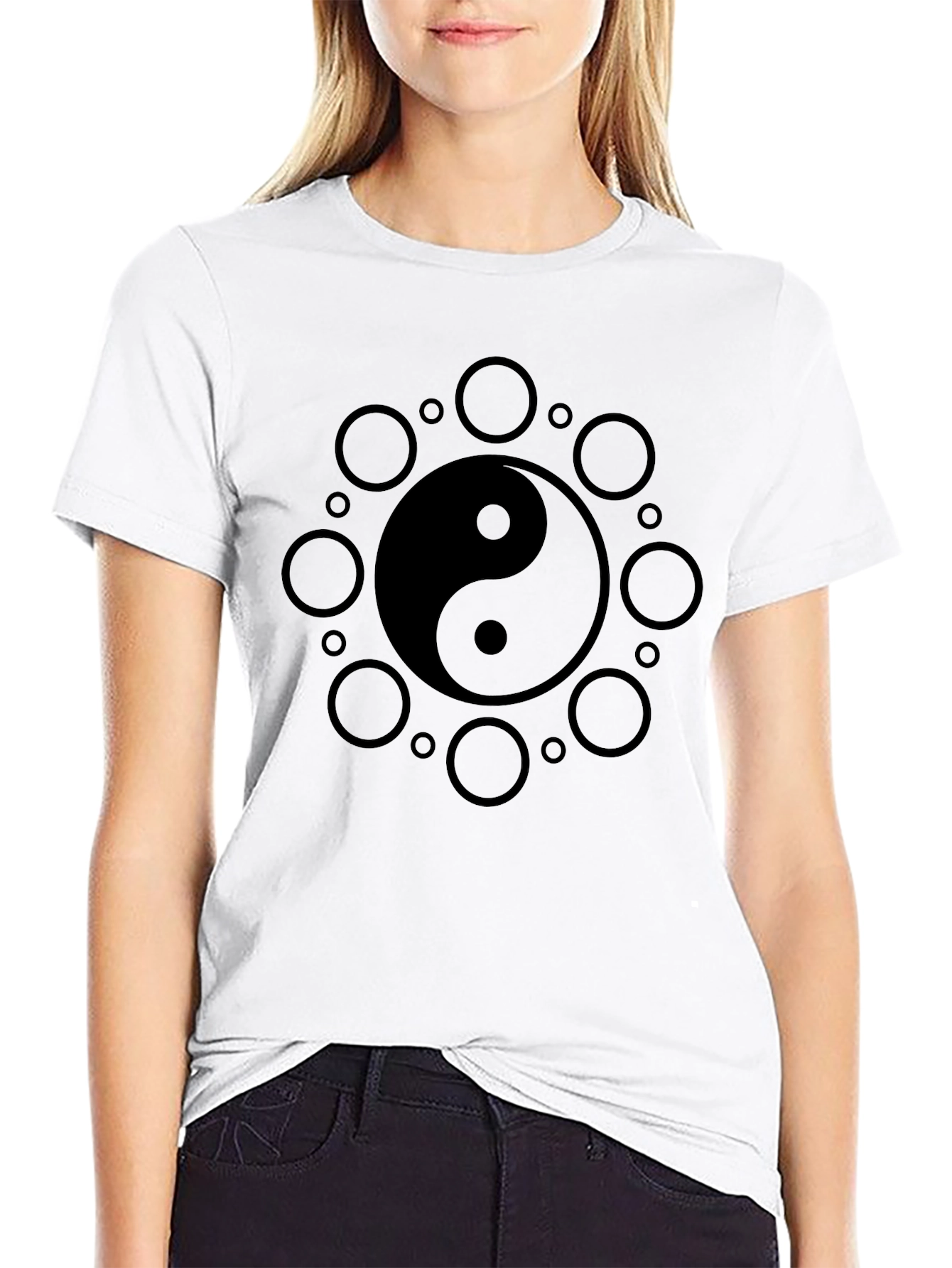 Yin Yang Circle Graphic Tee - Zen Style
