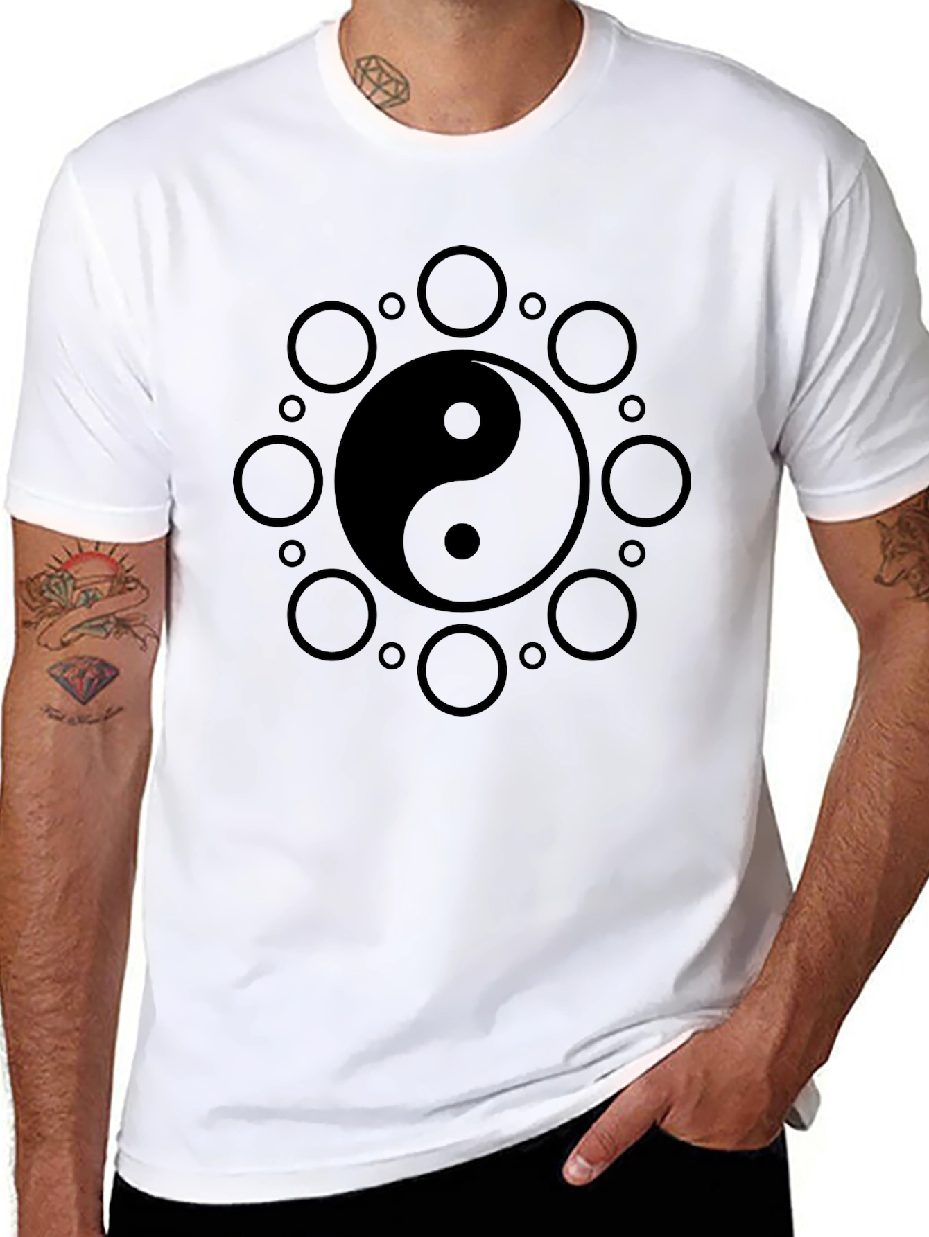 Yin Yang Circle Graphic Tee - Zen Style