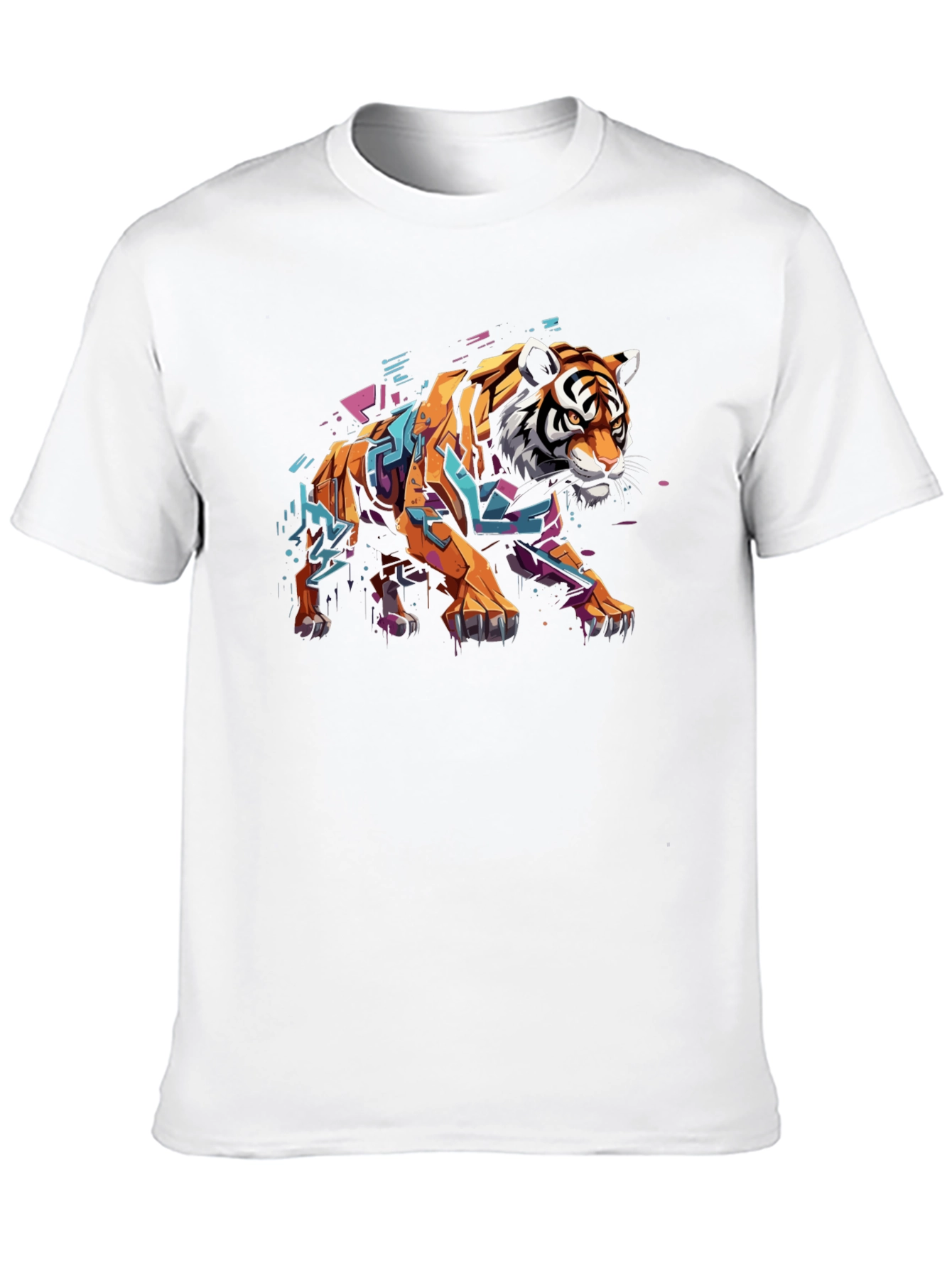 Stylish Tiger Graphic Print Black T-Shirt