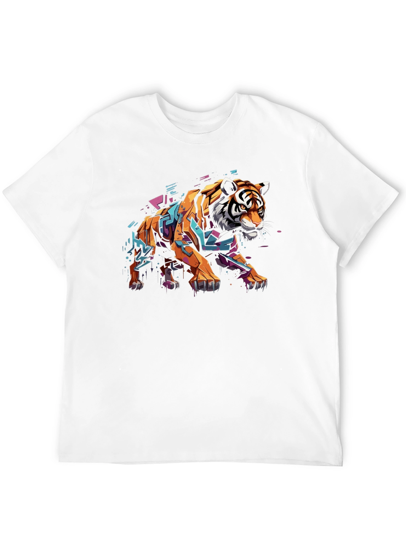Stylish Tiger Graphic Print Black T-Shirt