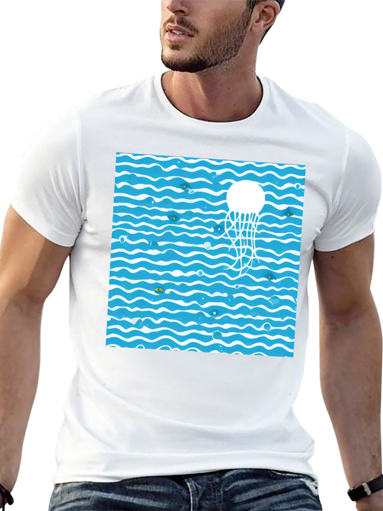 Jellyfish Waves Black T-Shirt