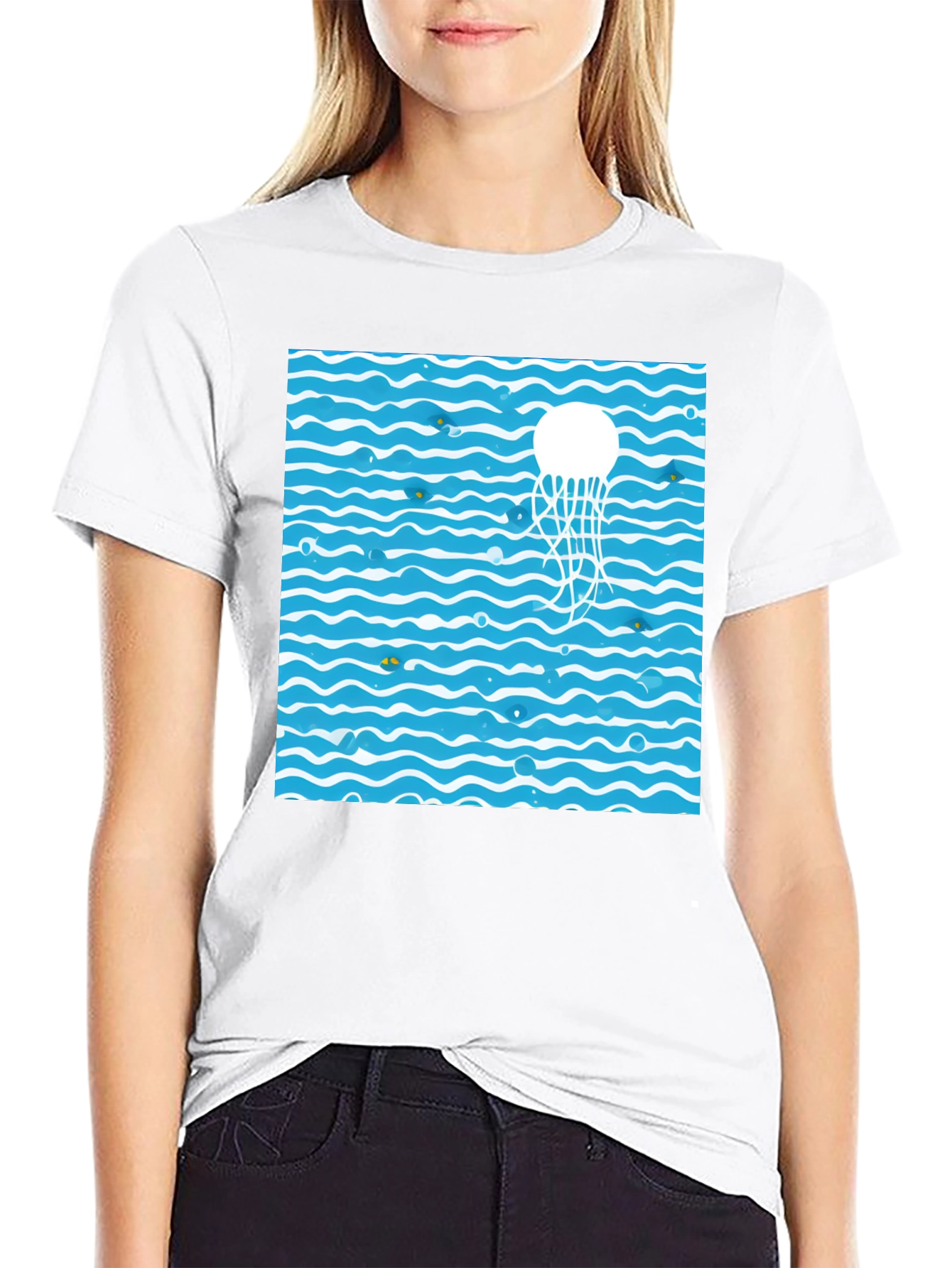 Jellyfish Waves Black T-Shirt