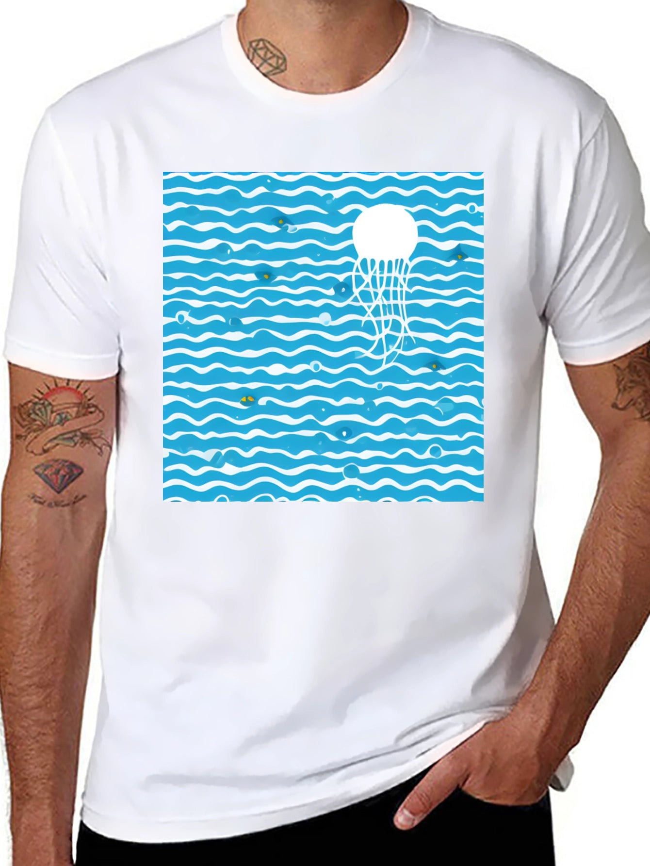 Jellyfish Waves Black T-Shirt