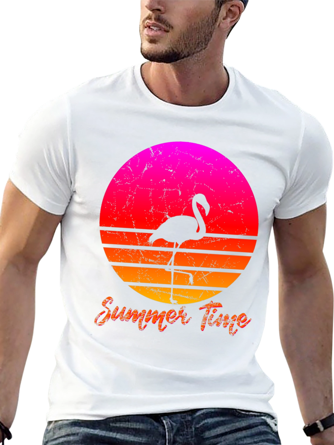 Summer Flamingo T-Shirt - Retro Sunset Design
