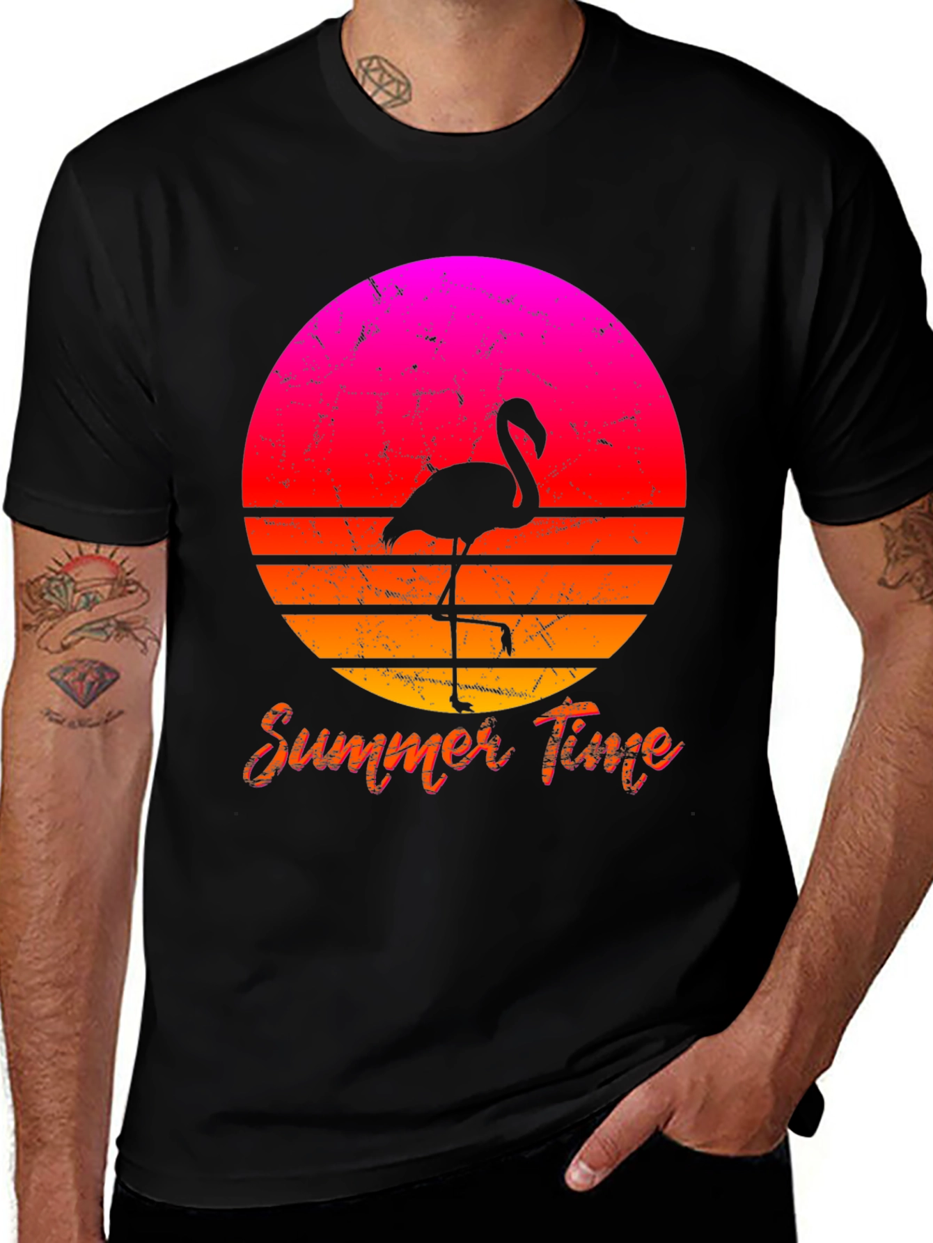 Summer Flamingo T-Shirt - Retro Sunset Design