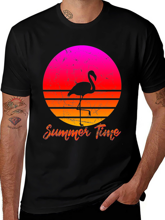 Summer Flamingo T-Shirt - Retro Sunset Design