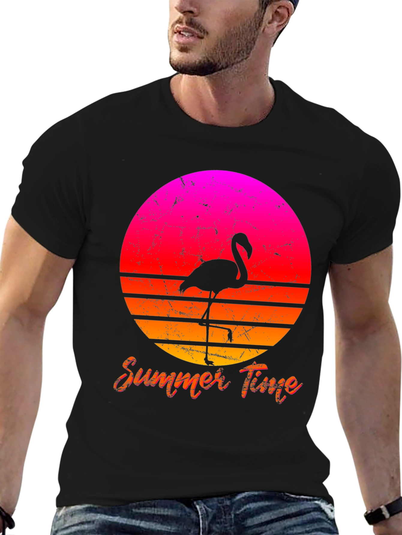 Summer Flamingo T-Shirt - Retro Sunset Design