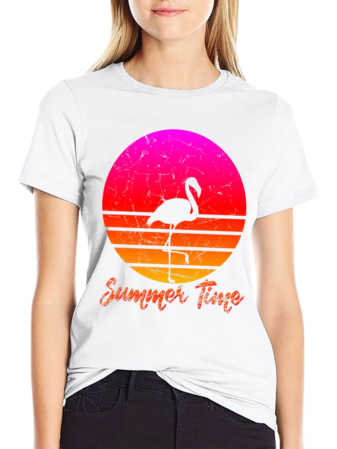 Summer Flamingo T-Shirt - Retro Sunset Design