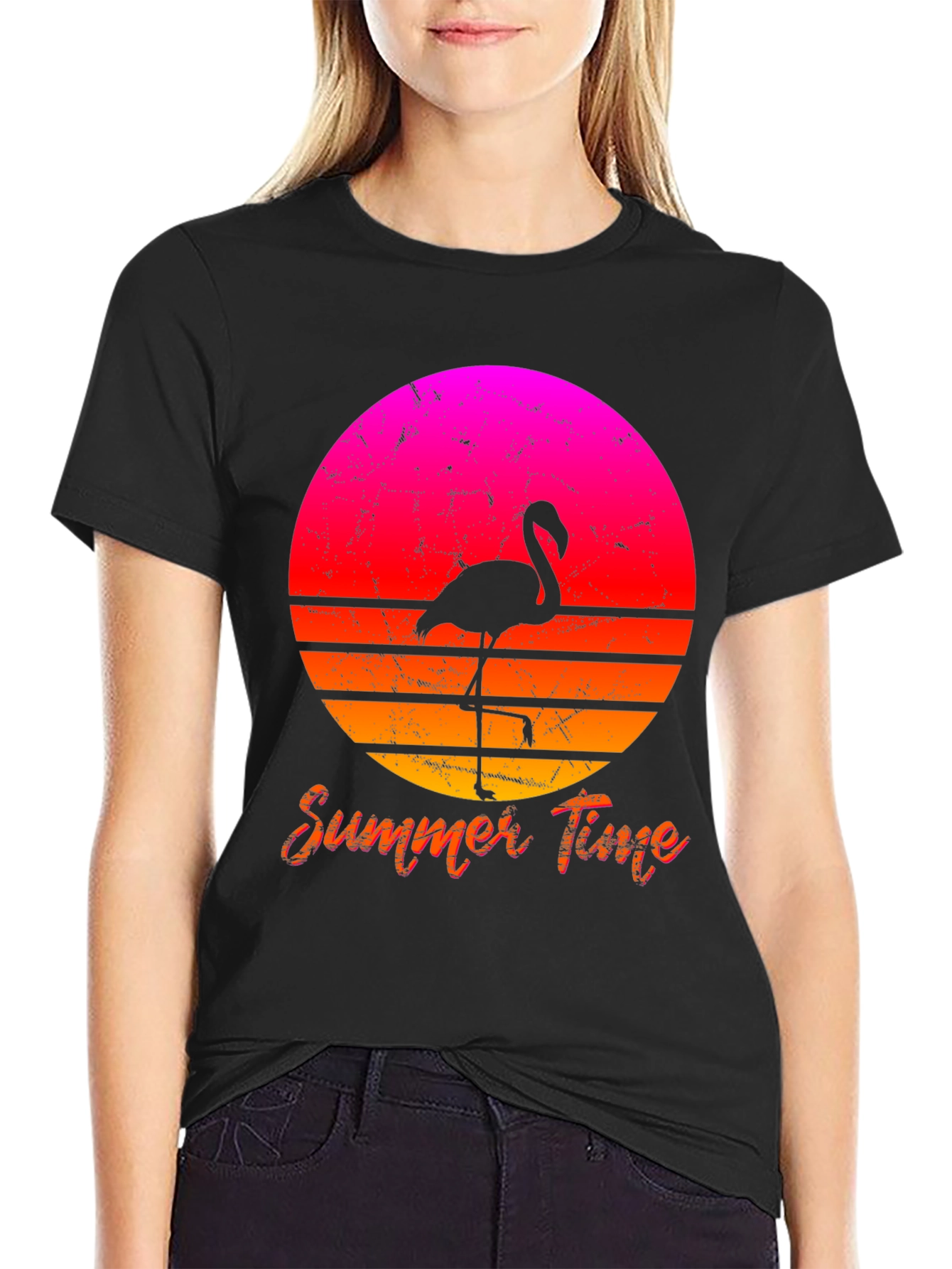 Summer Flamingo T-Shirt - Retro Sunset Design