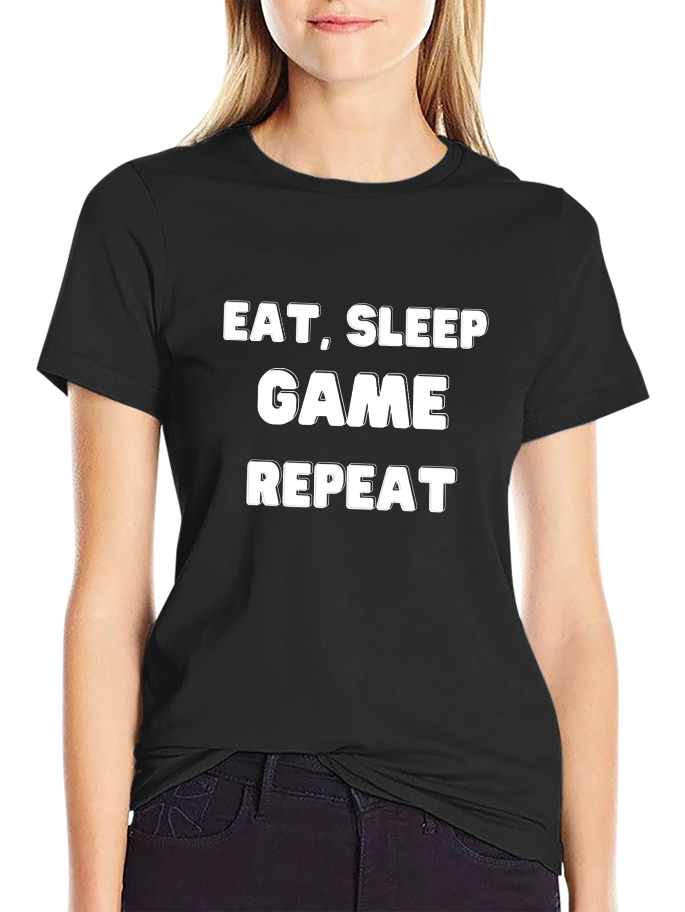 Eat Sleep Game Repeat Black T-Shirt