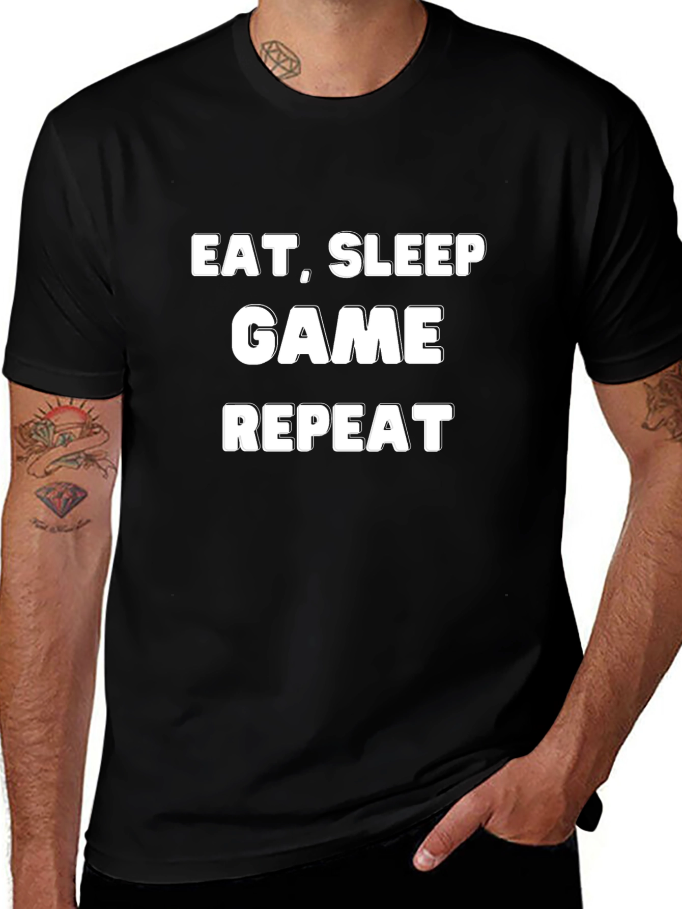 Eat Sleep Game Repeat Black T-Shirt