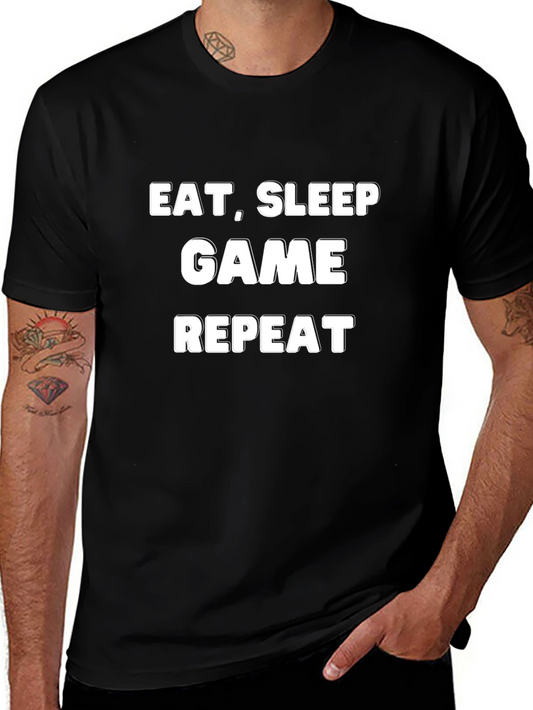 Eat Sleep Game Repeat Black T-Shirt