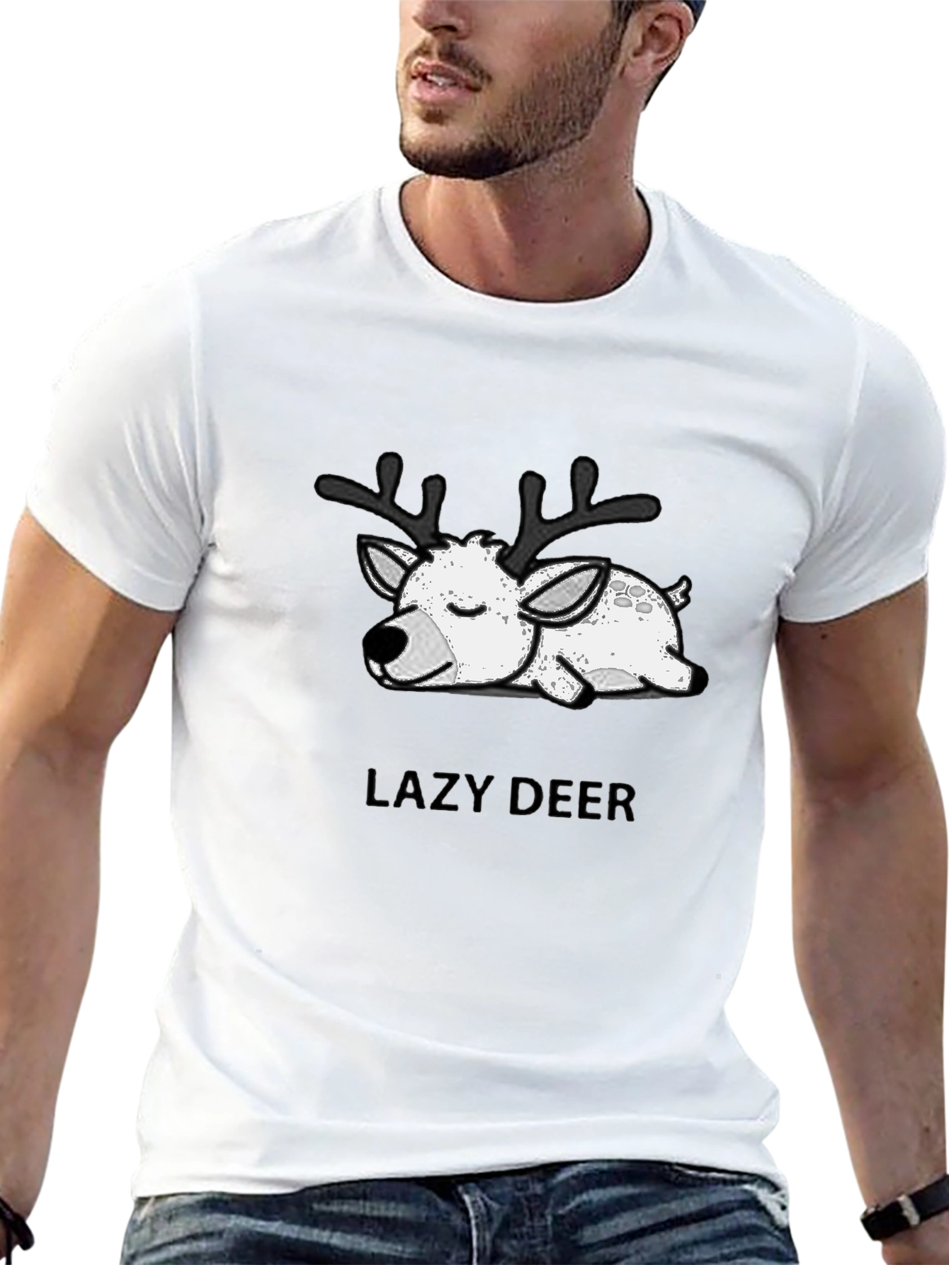 Lazy Deer Graphic T-Shirt - Soft Cotton Blend