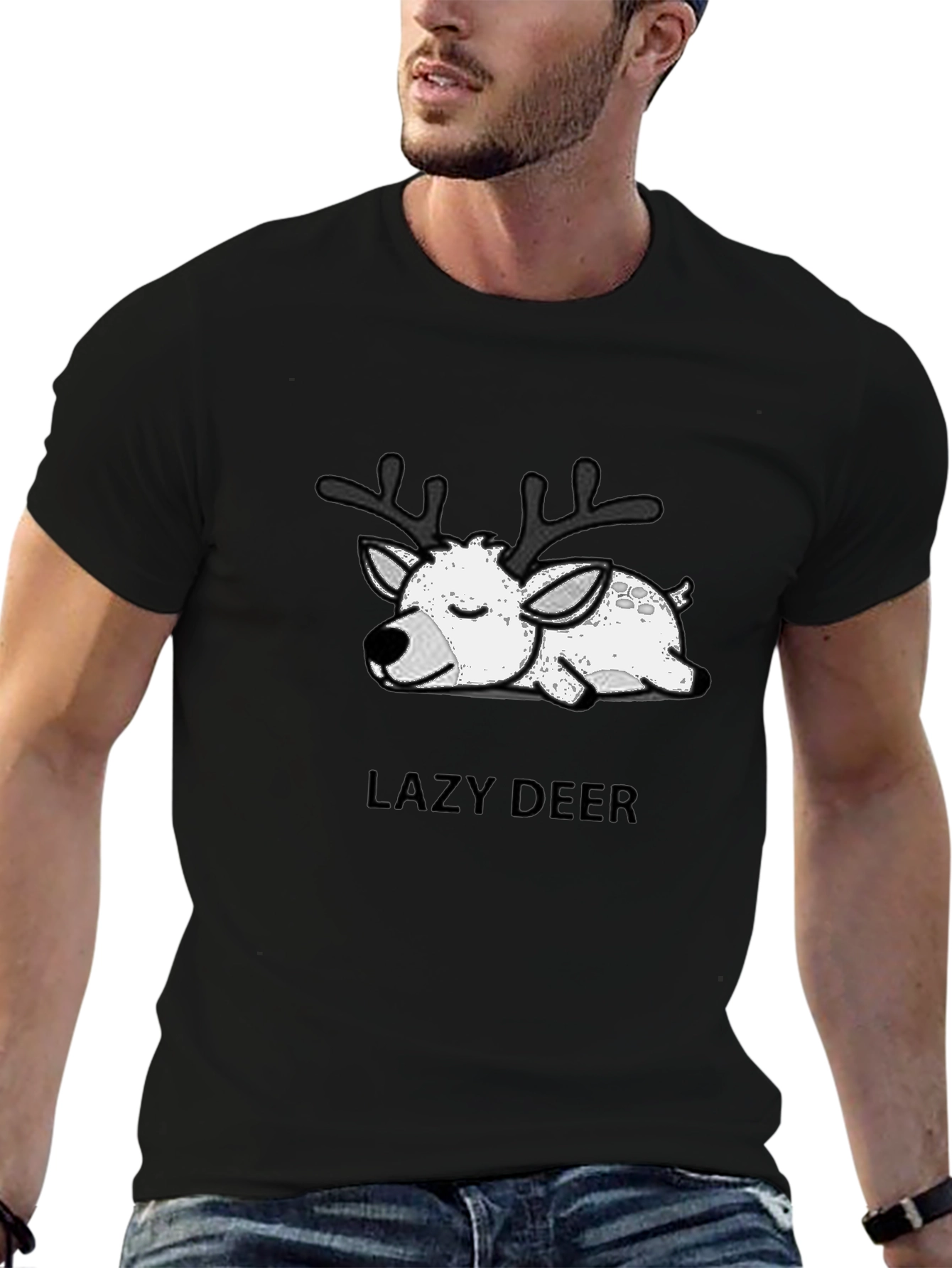 Lazy Deer Graphic T-Shirt - Soft Cotton Blend
