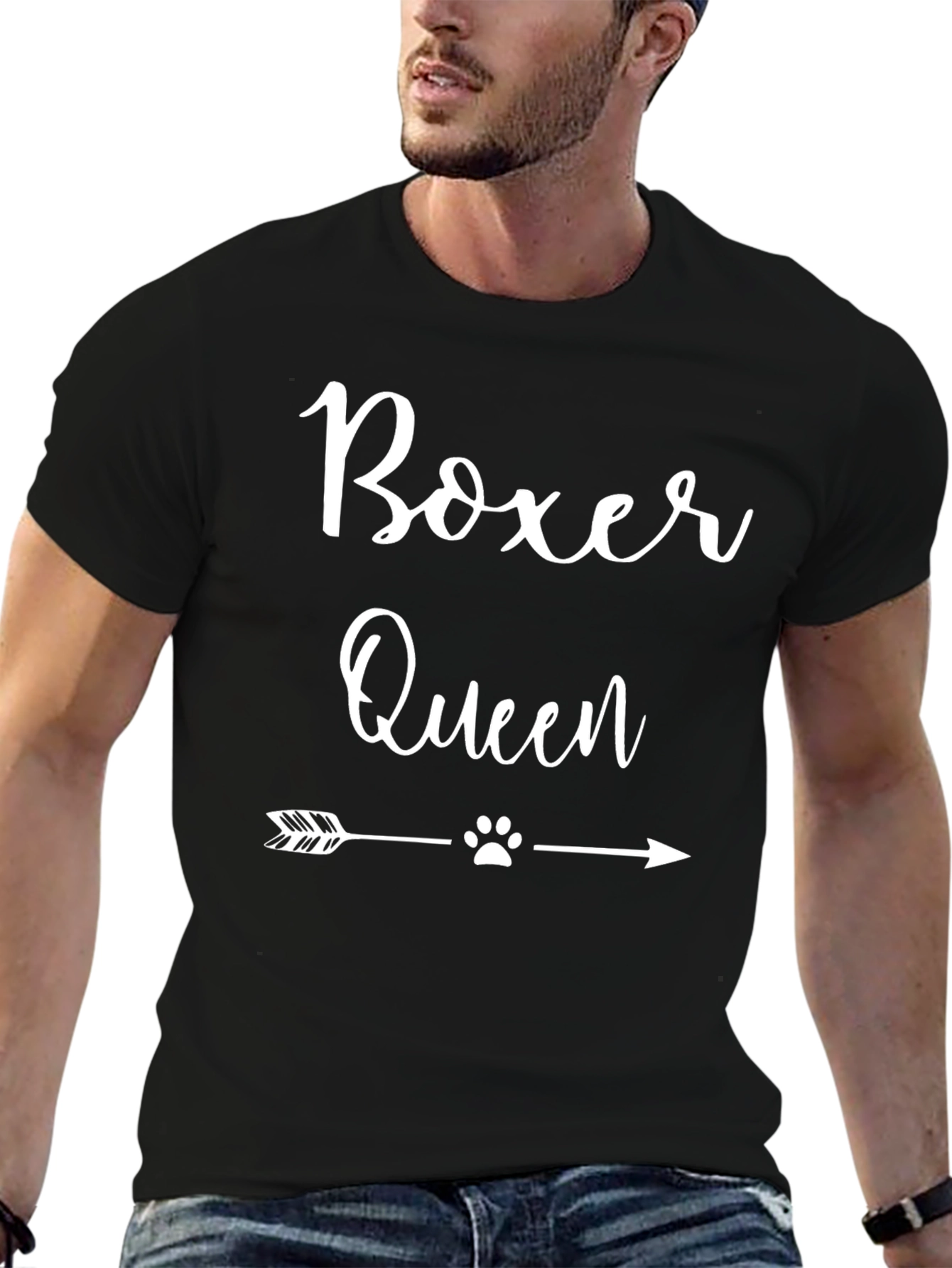 Boxer Queen Graphic Tee - Black Crewneck