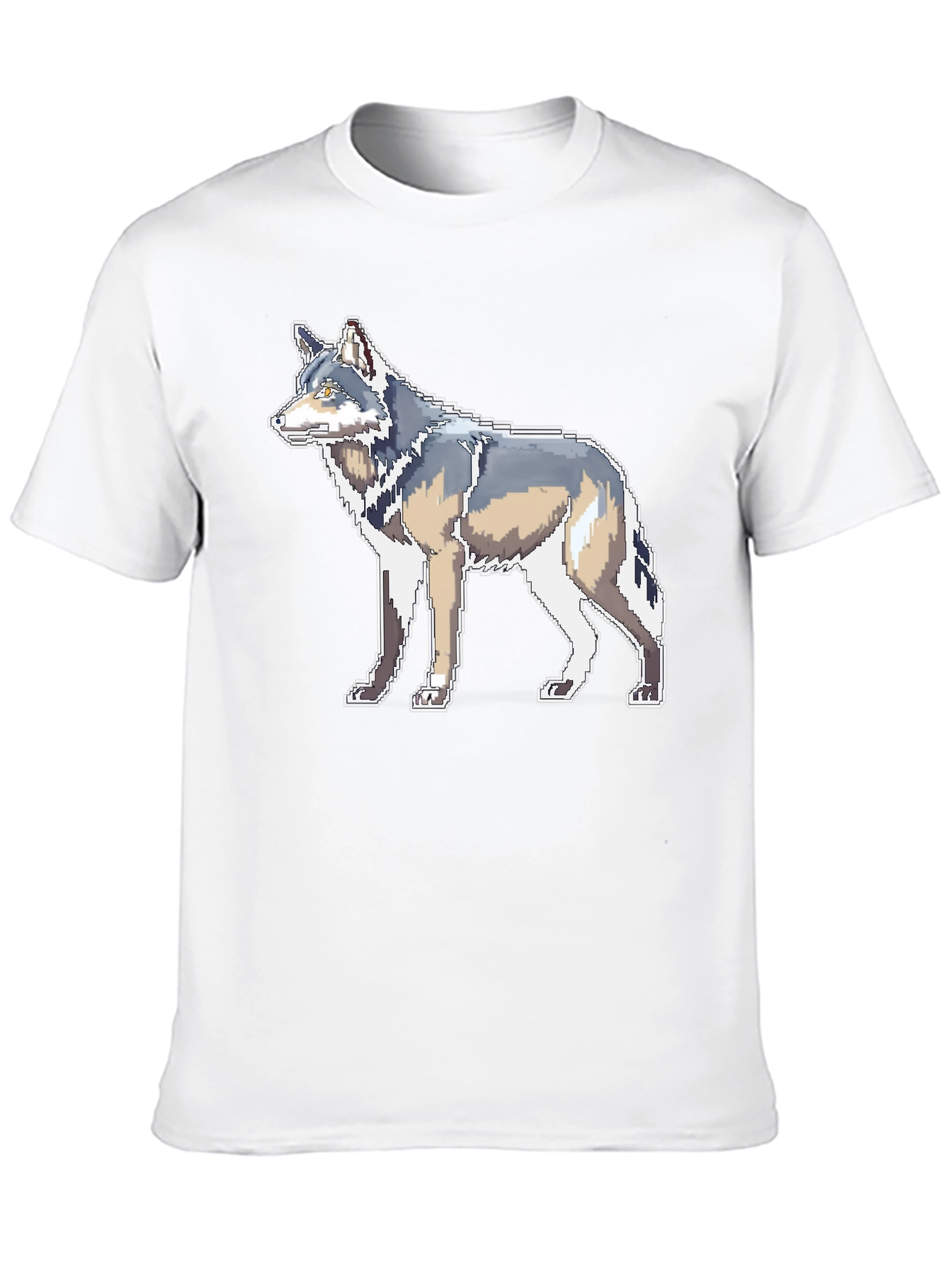 Pixelated Wolf Graphic Black T-Shirt