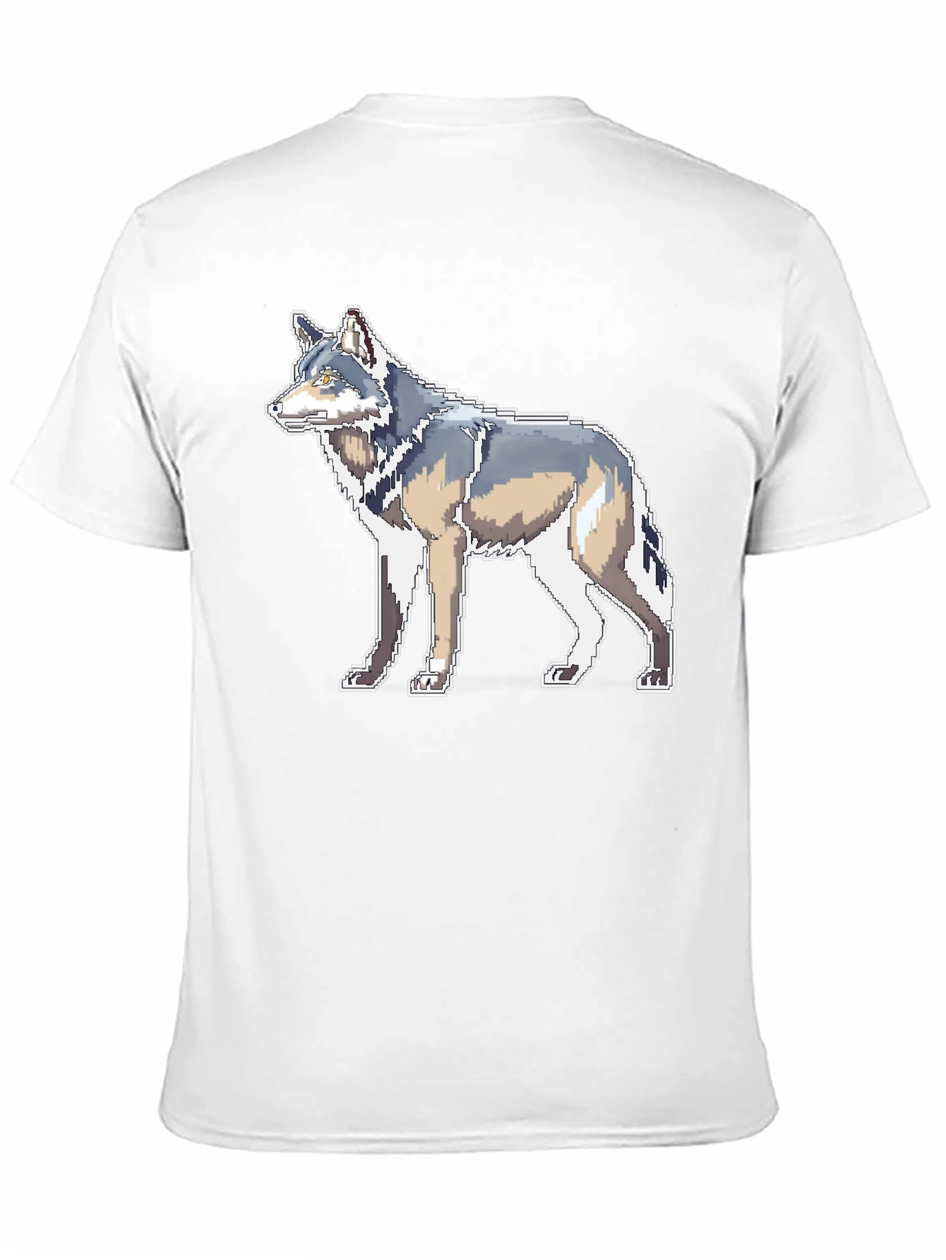 Pixelated Wolf Graphic Black T-Shirt