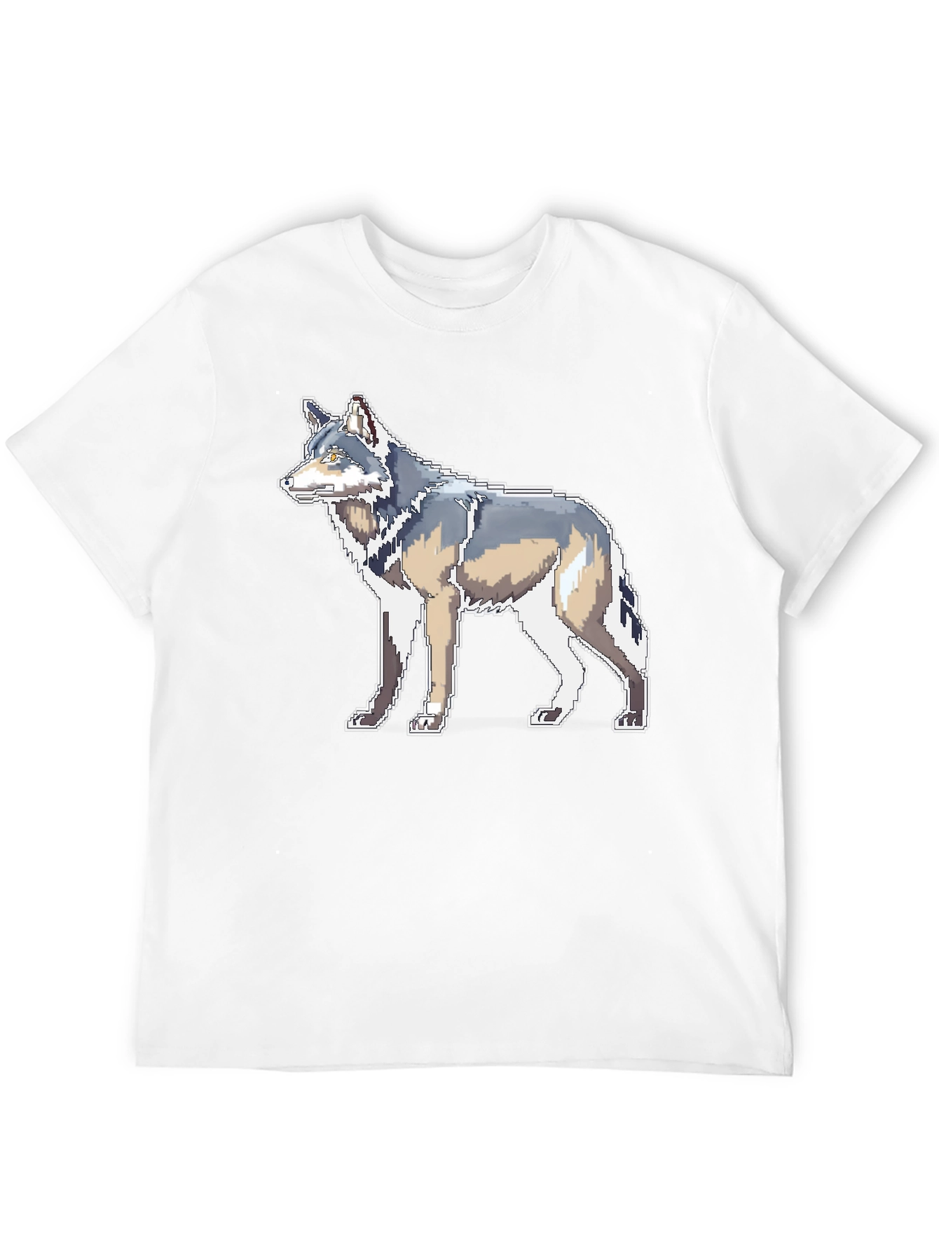 Pixelated Wolf Graphic Black T-Shirt