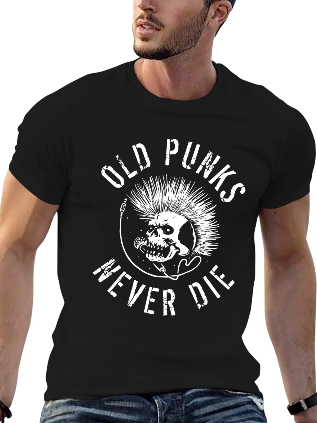 Old Punks Never Die Graphic Tee - Black