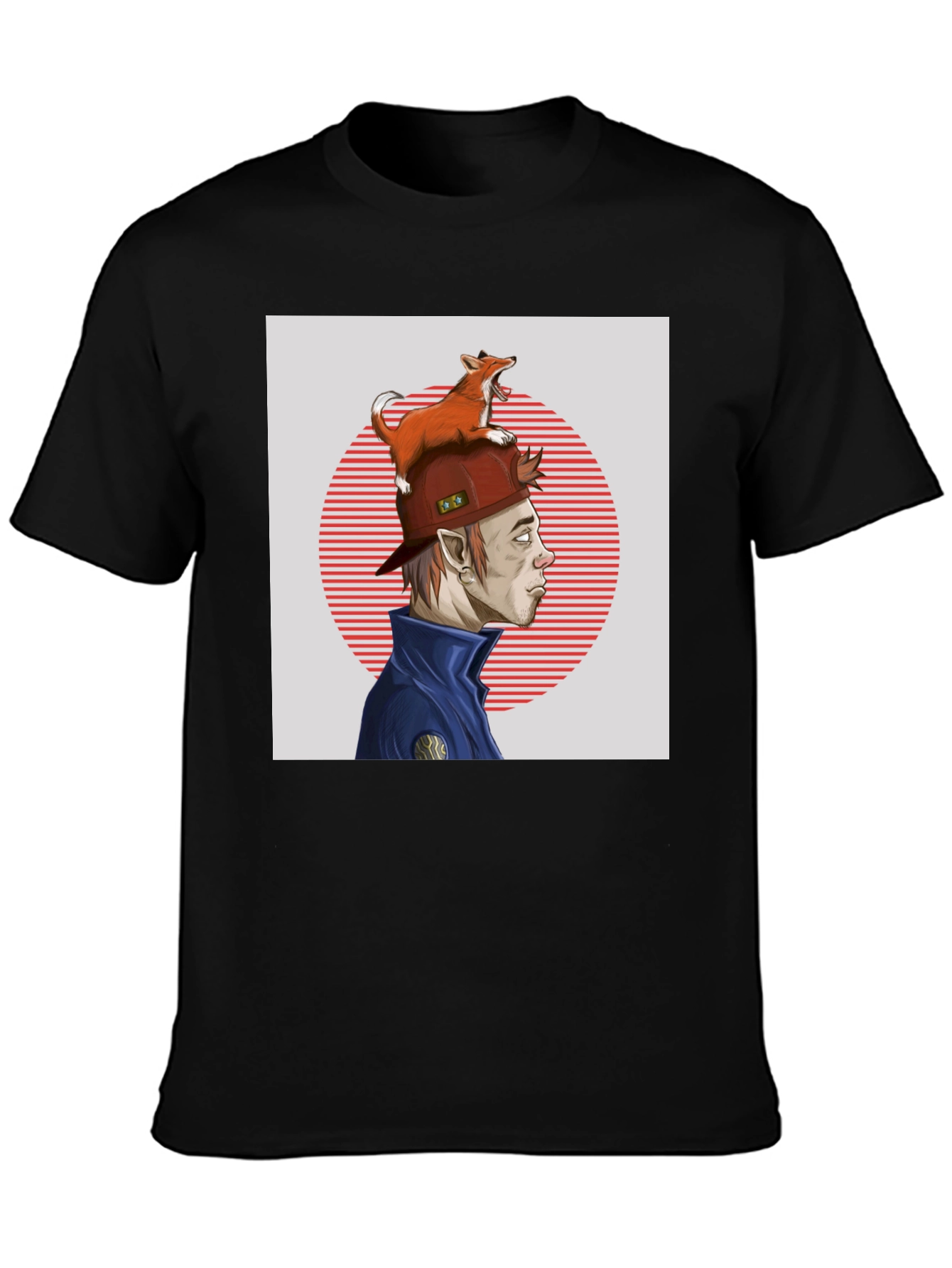 Fox Hat Guy Graphic Tee - Cool Cartoon Style