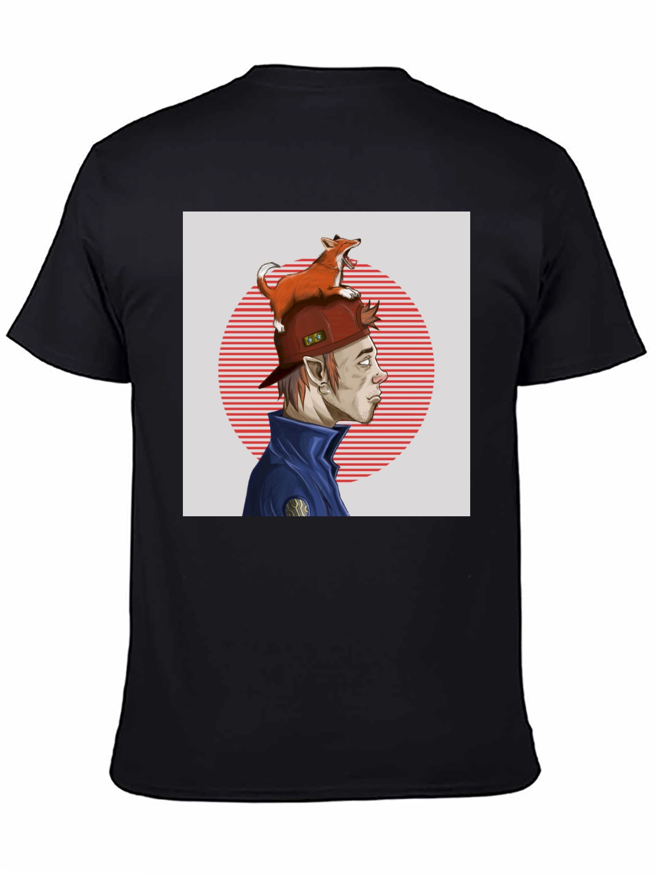 Fox Hat Guy Graphic Tee - Cool Cartoon Style