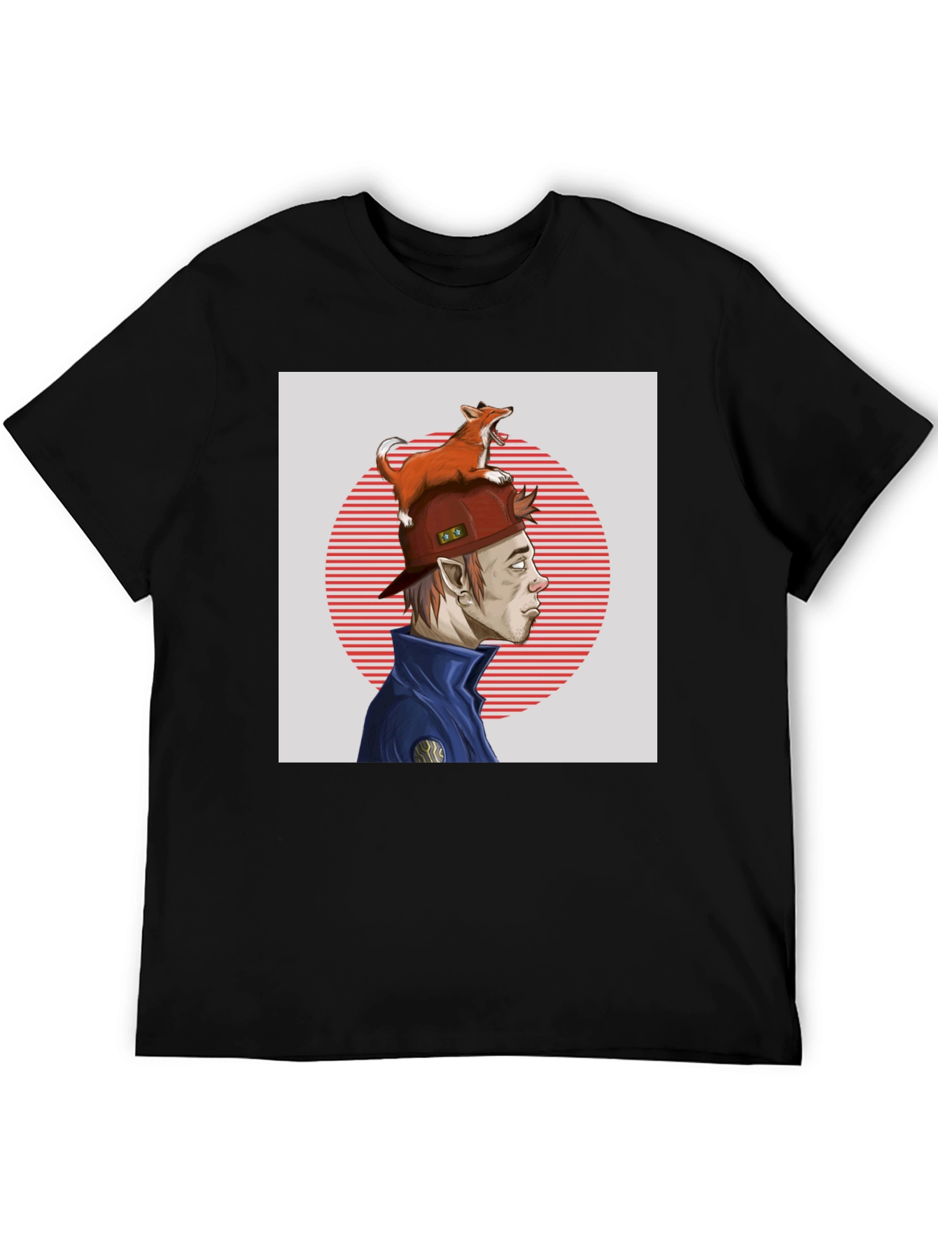 Fox Hat Guy Graphic Tee - Cool Cartoon Style