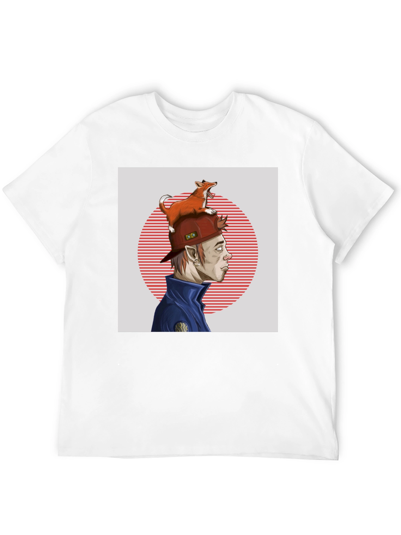 Fox Hat Guy Graphic Tee - Cool Cartoon Style