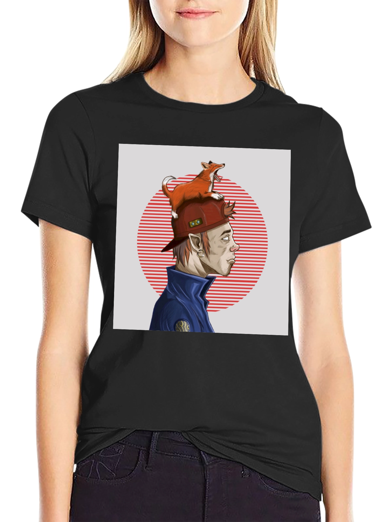 Fox Hat Guy Graphic Tee - Cool Cartoon Style