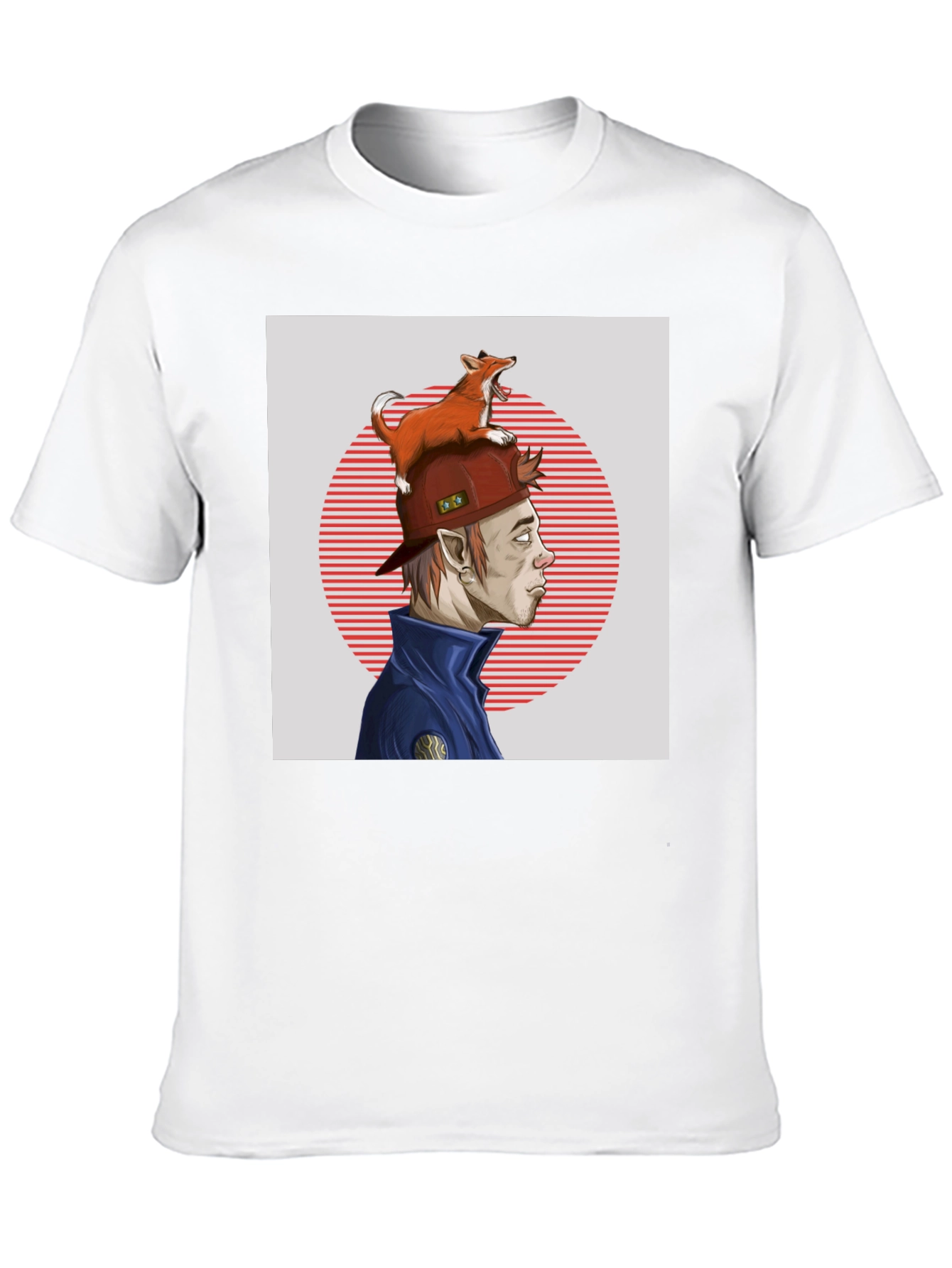 Fox Hat Guy Graphic Tee - Cool Cartoon Style