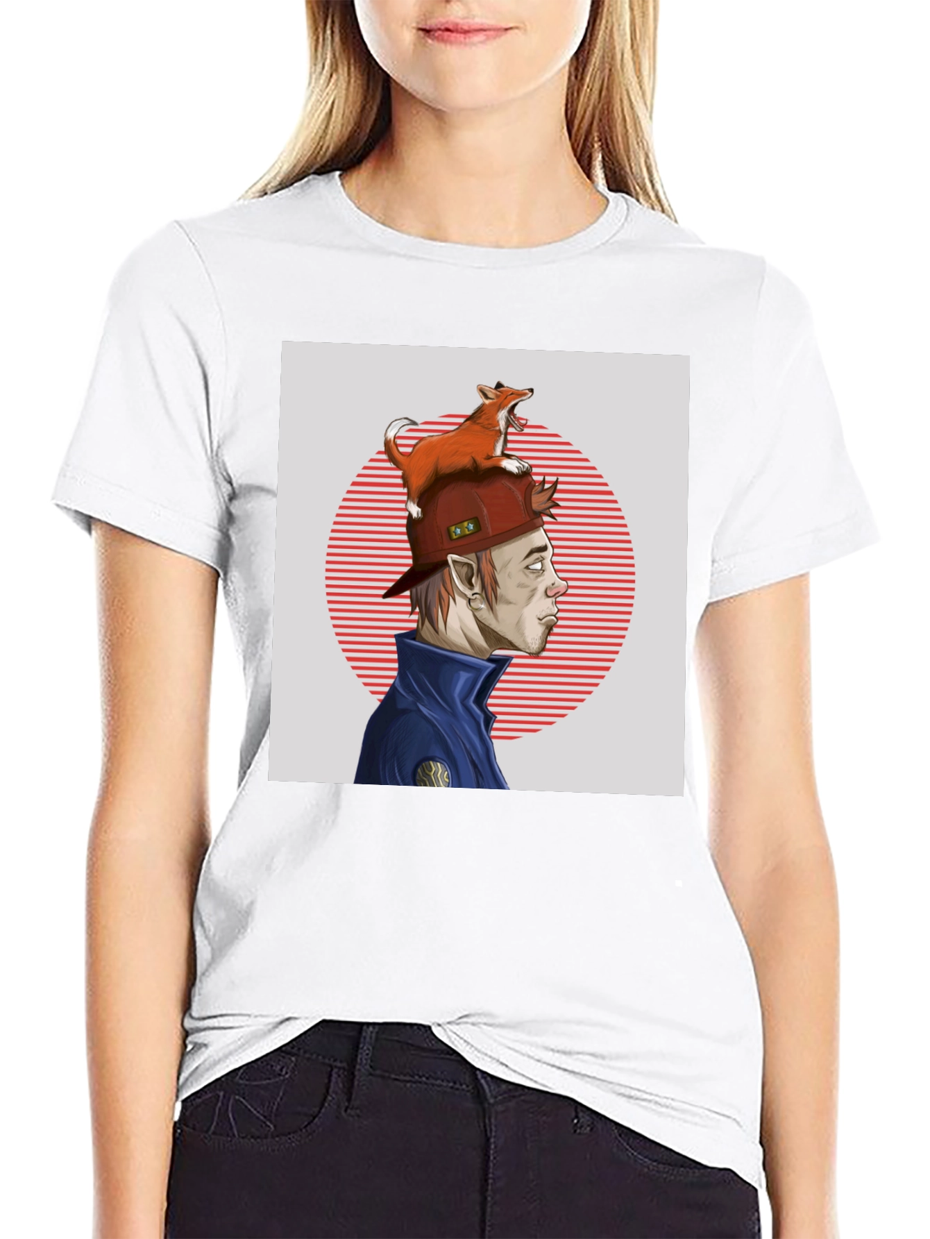 Fox Hat Guy Graphic Tee - Cool Cartoon Style