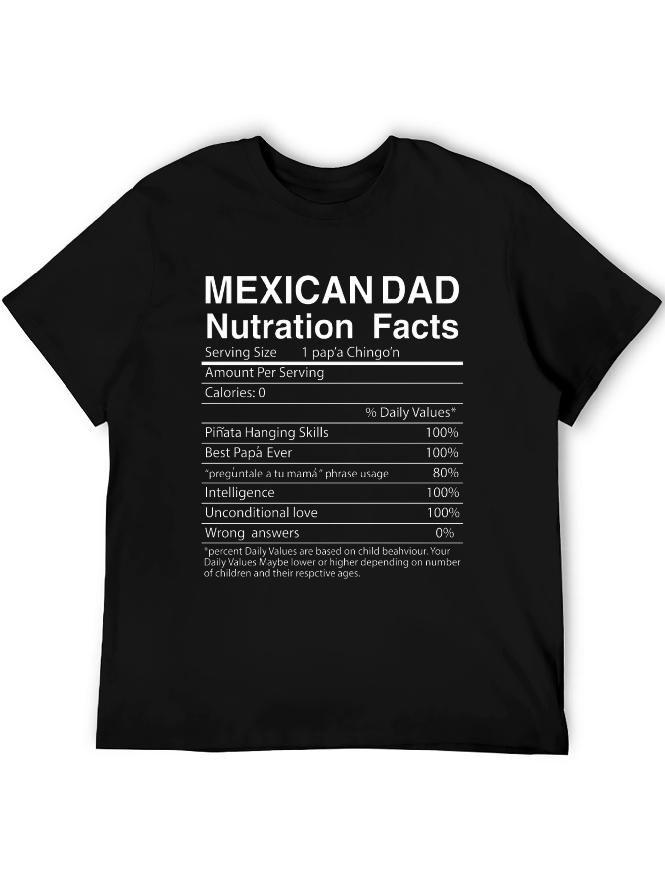 Mexican Dad Nutrition Facts Graphic Tee