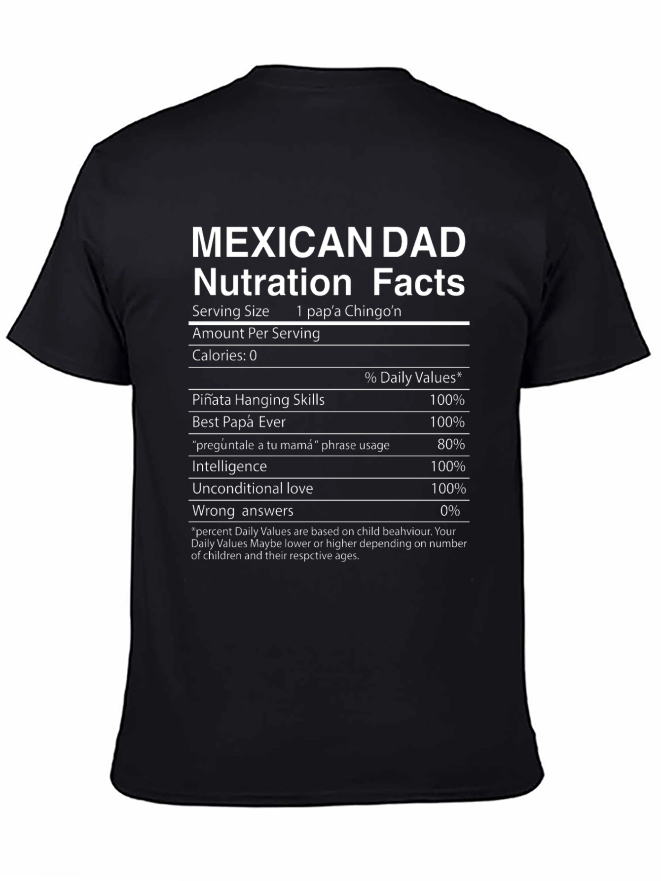Mexican Dad Nutrition Facts Graphic Tee