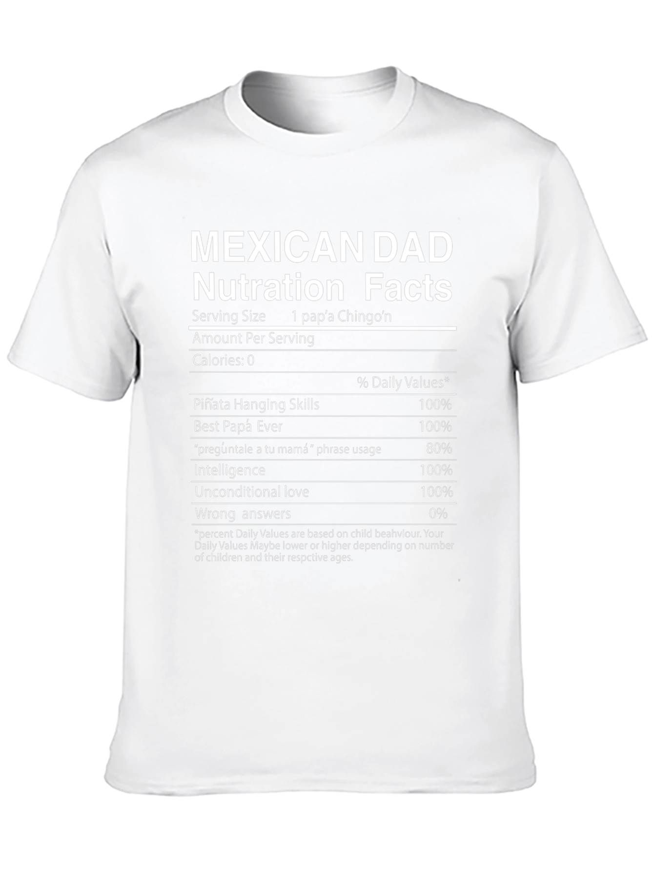 Mexican Dad Nutrition Facts Graphic Tee