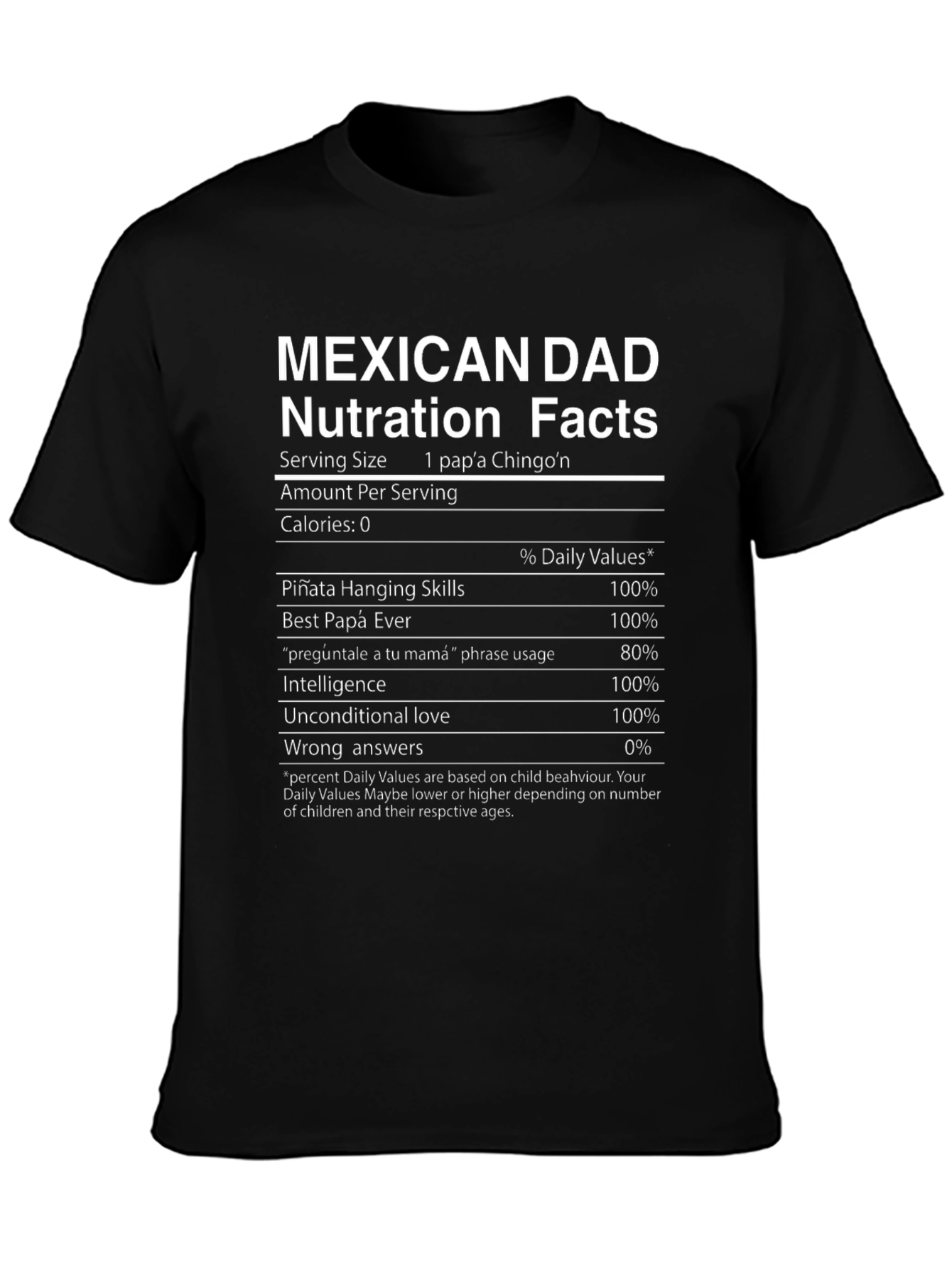 Mexican Dad Nutrition Facts Graphic Tee
