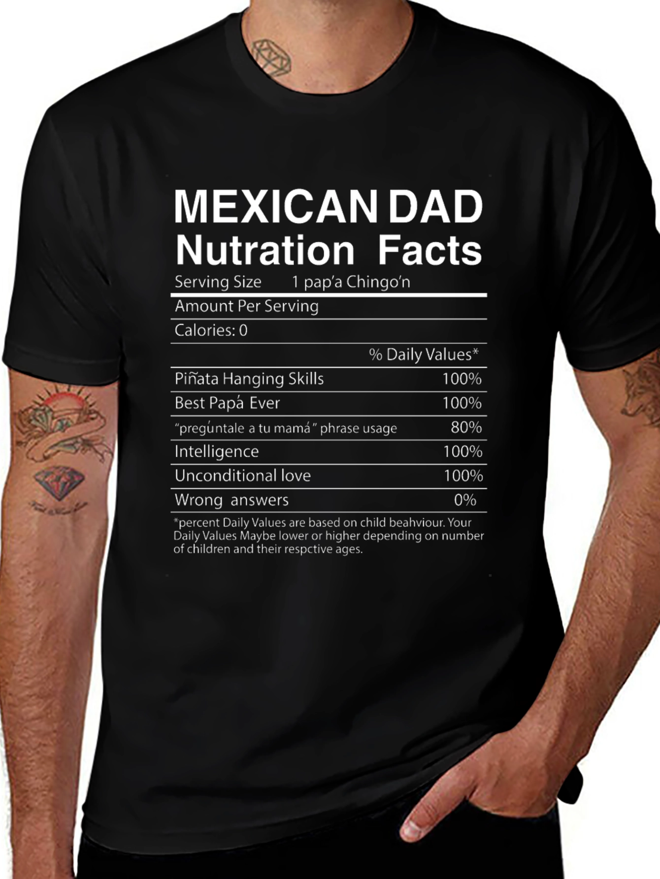 Mexican Dad Nutrition Facts Graphic Tee