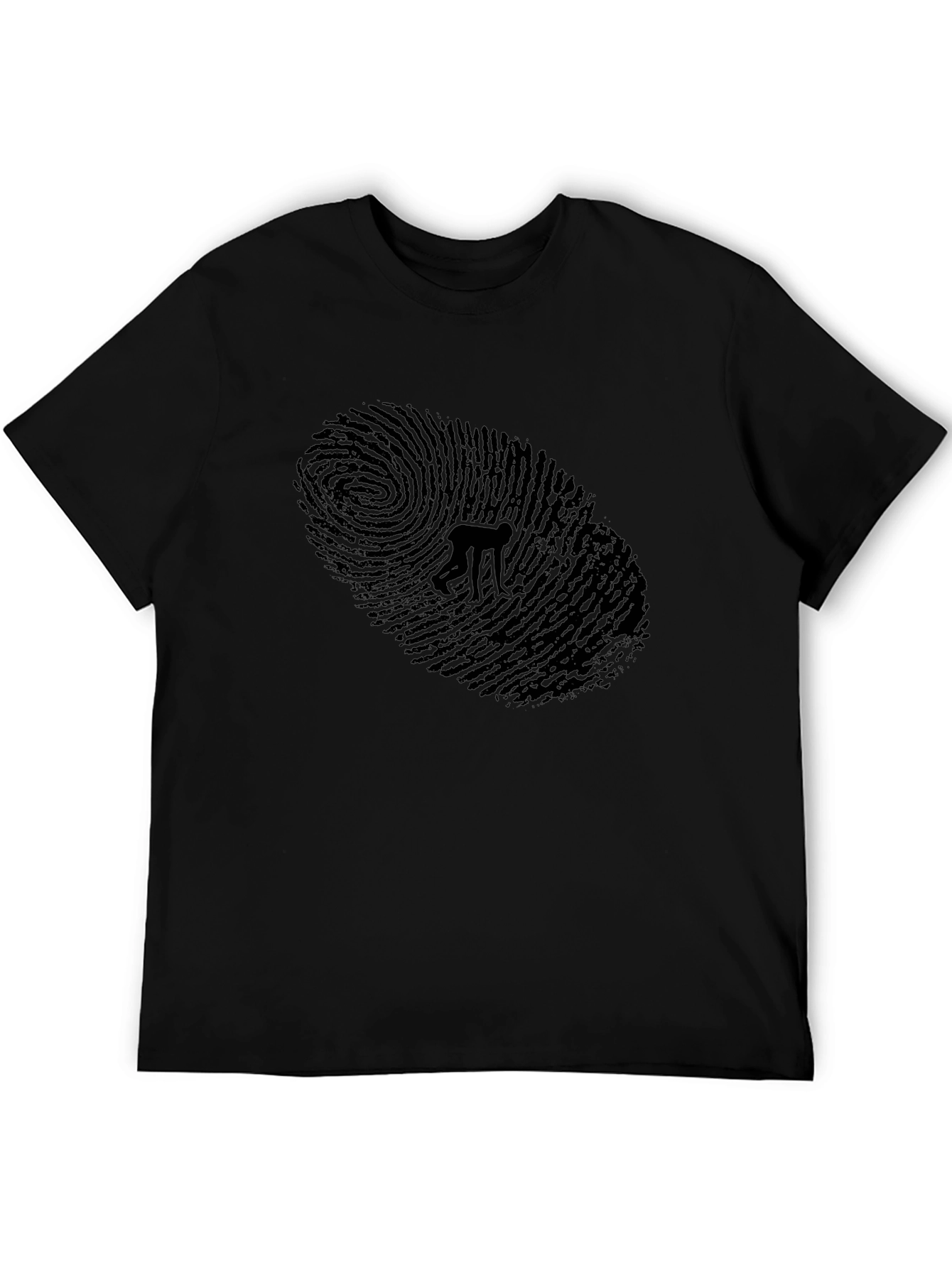 Unique Fingerprint Graphic T-Shirt - Mens Black Tee