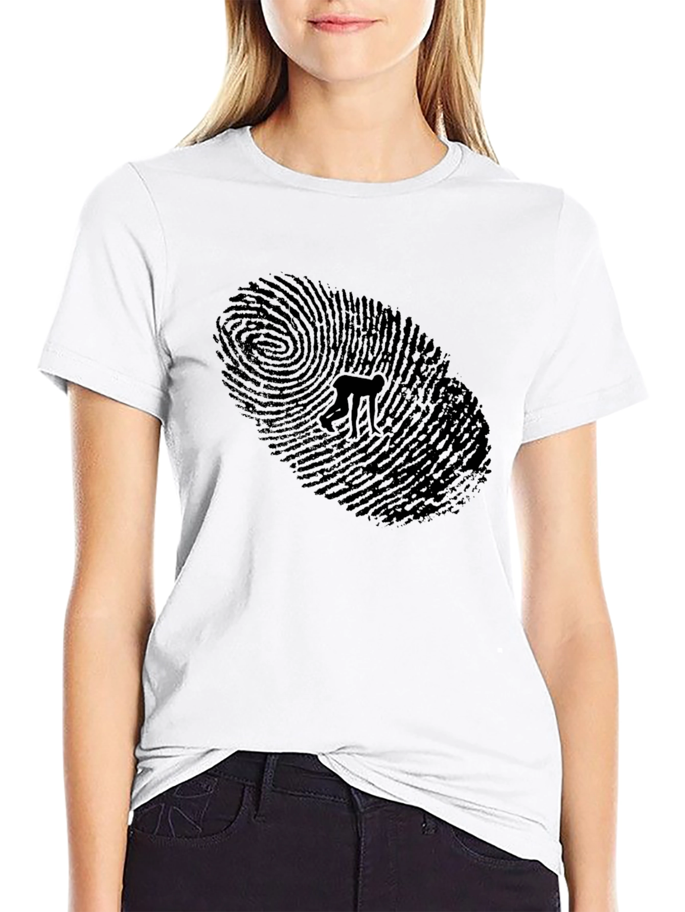 Unique Fingerprint Graphic T-Shirt - Mens Black Tee