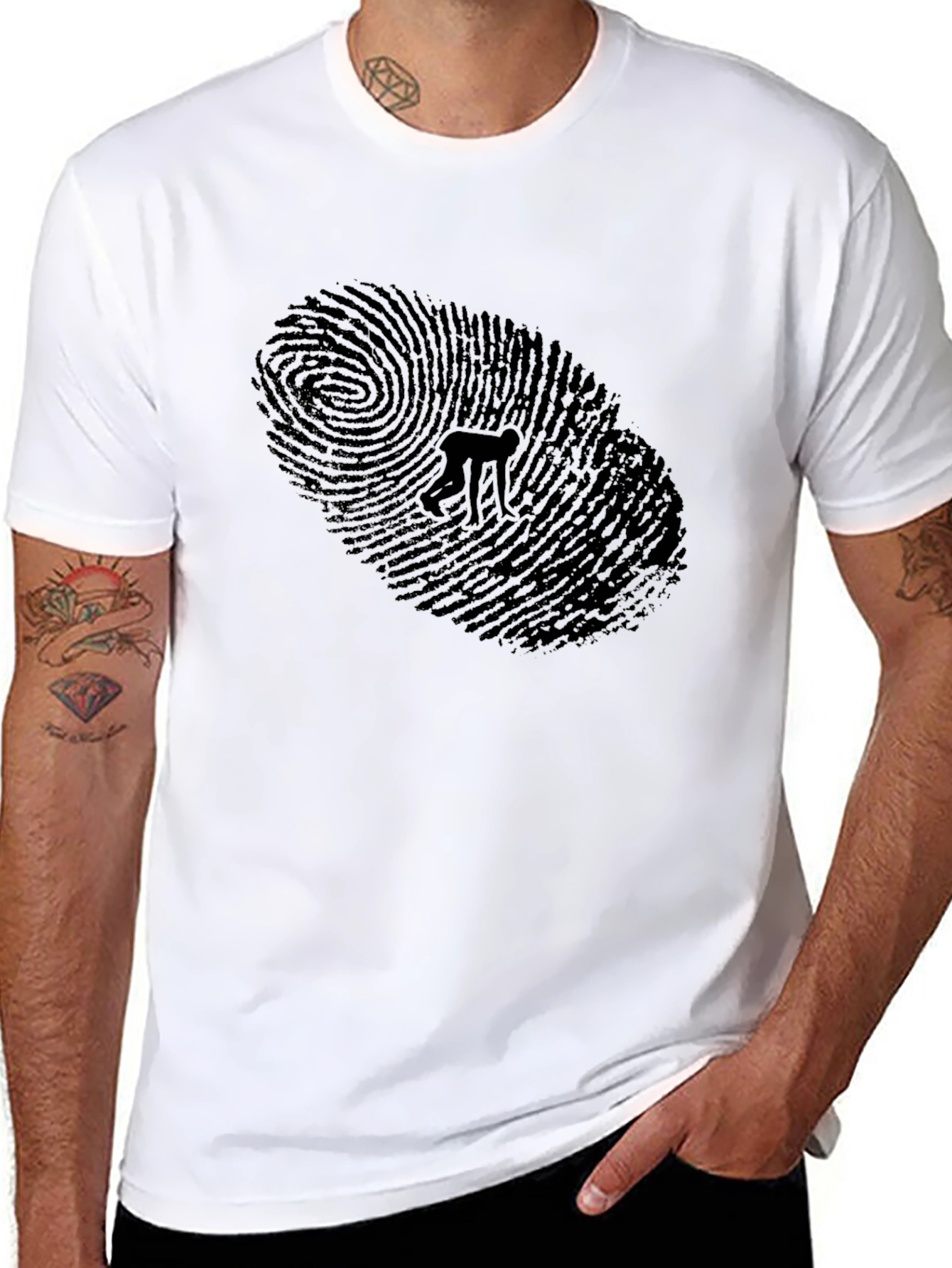 Unique Fingerprint Graphic T-Shirt - Mens Black Tee