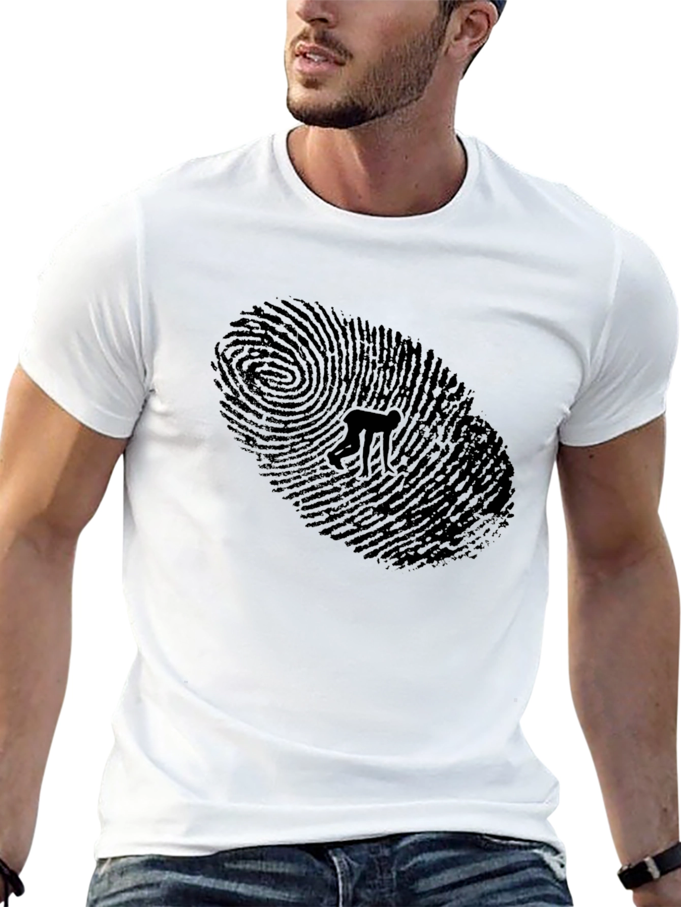 Unique Fingerprint Graphic T-Shirt - Mens Black Tee