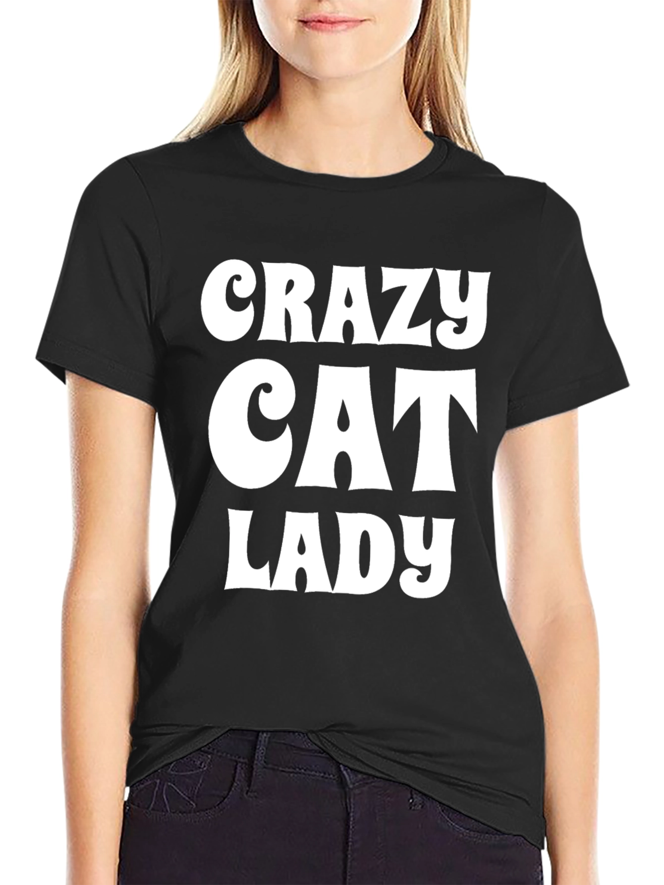 Crazy Cat Lady Graphic Tee - Black Cotton T-Shirt