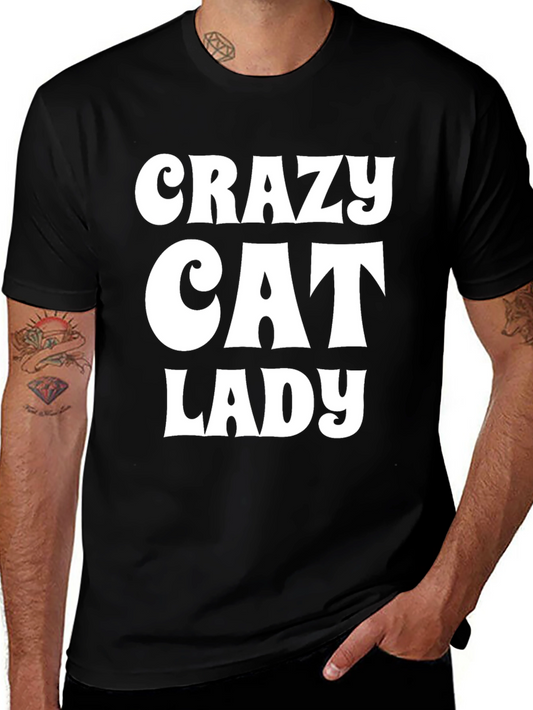 Crazy Cat Lady Graphic Tee - Black Cotton T-Shirt
