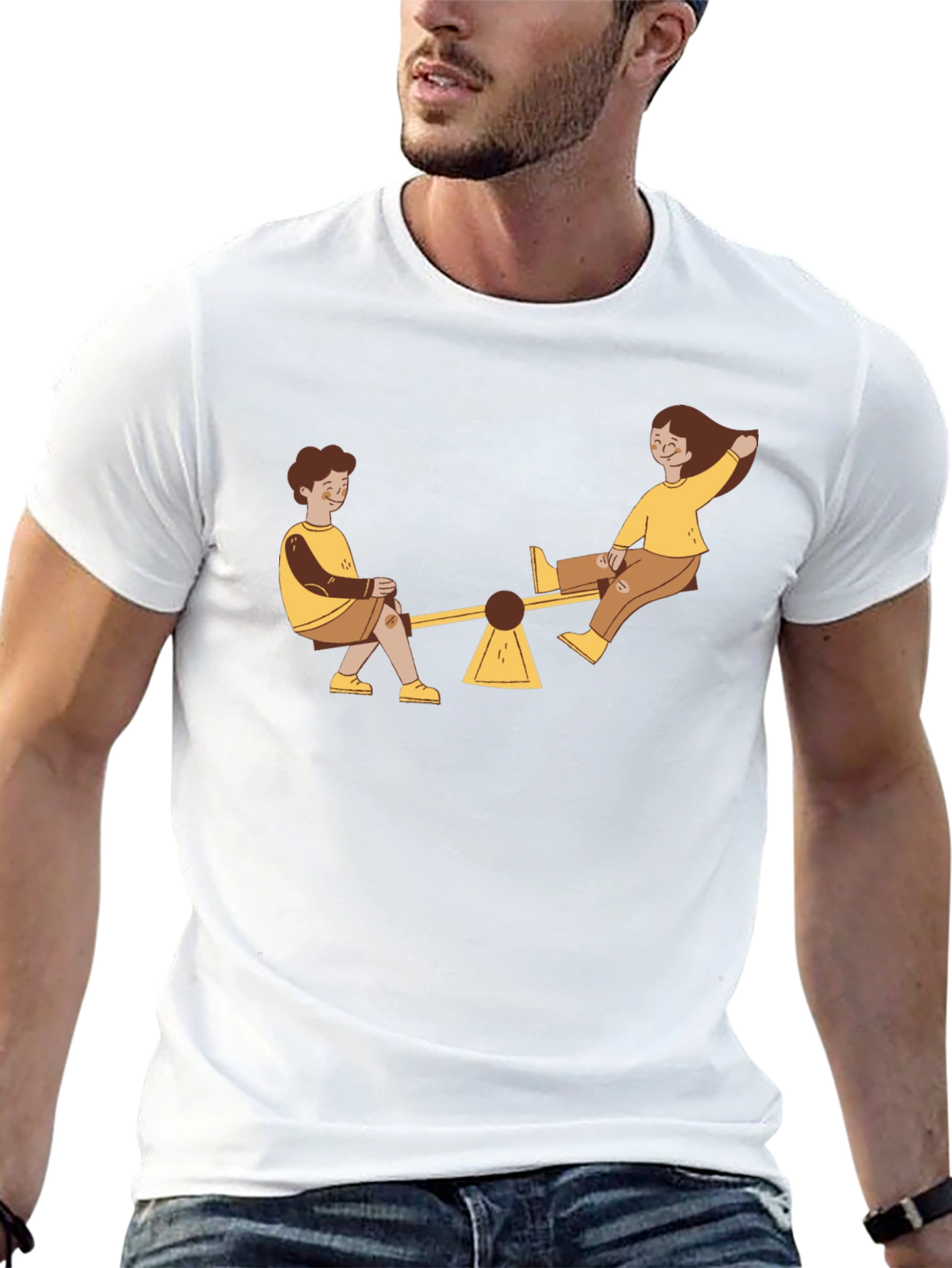 Seesaw Graphic Tee - Black Cotton T-Shirt