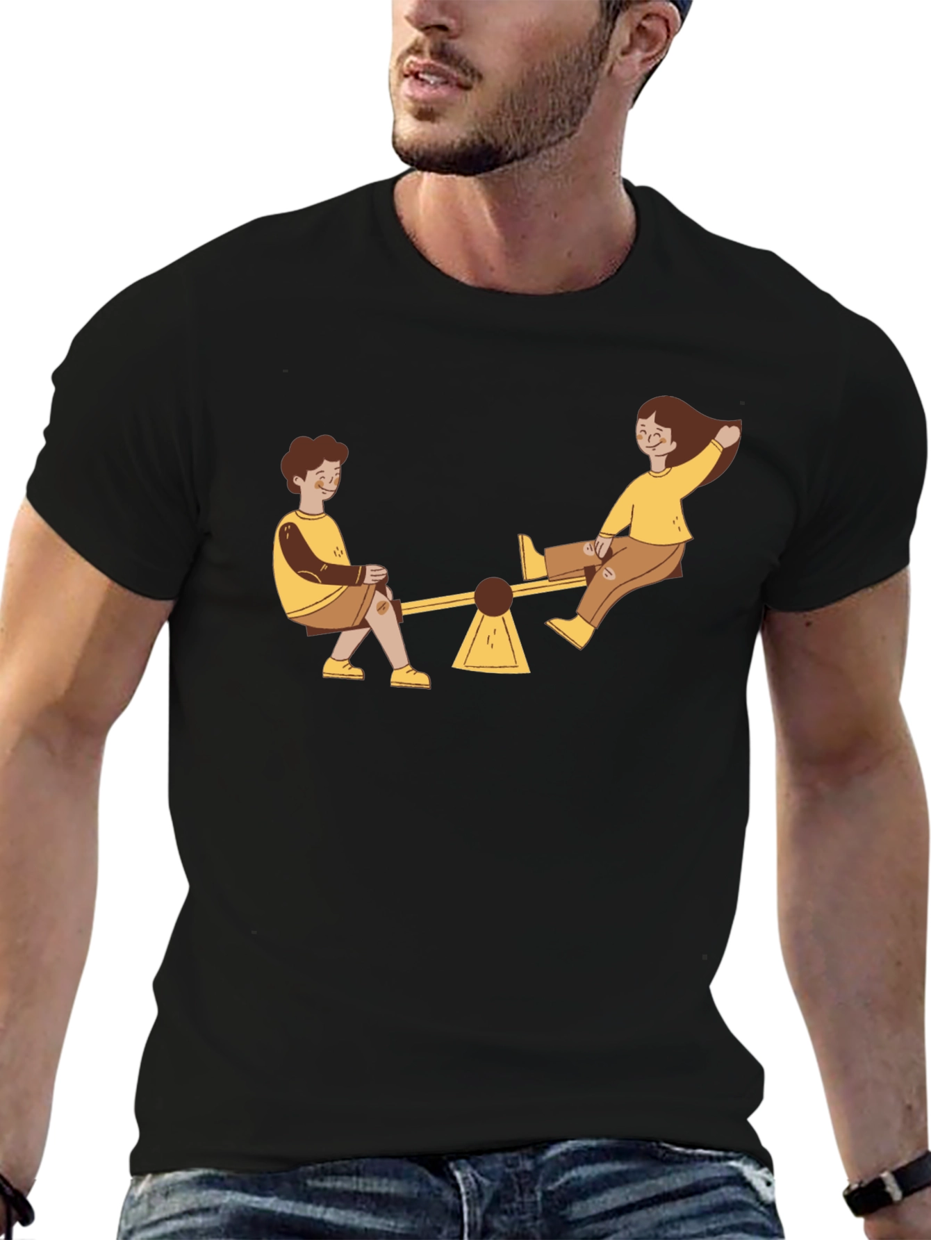 Seesaw Graphic Tee - Black Cotton T-Shirt