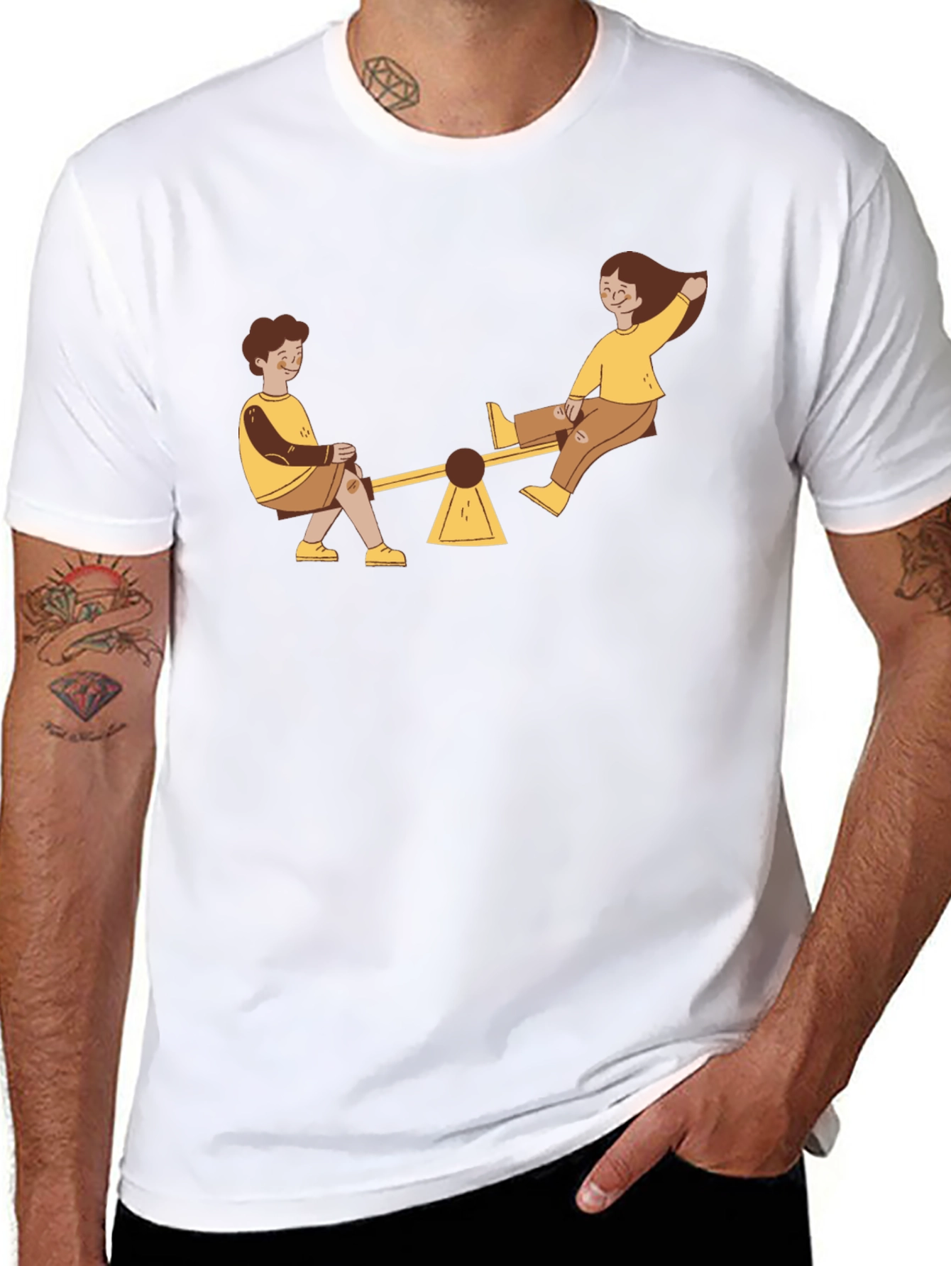 Seesaw Graphic Tee - Black Cotton T-Shirt