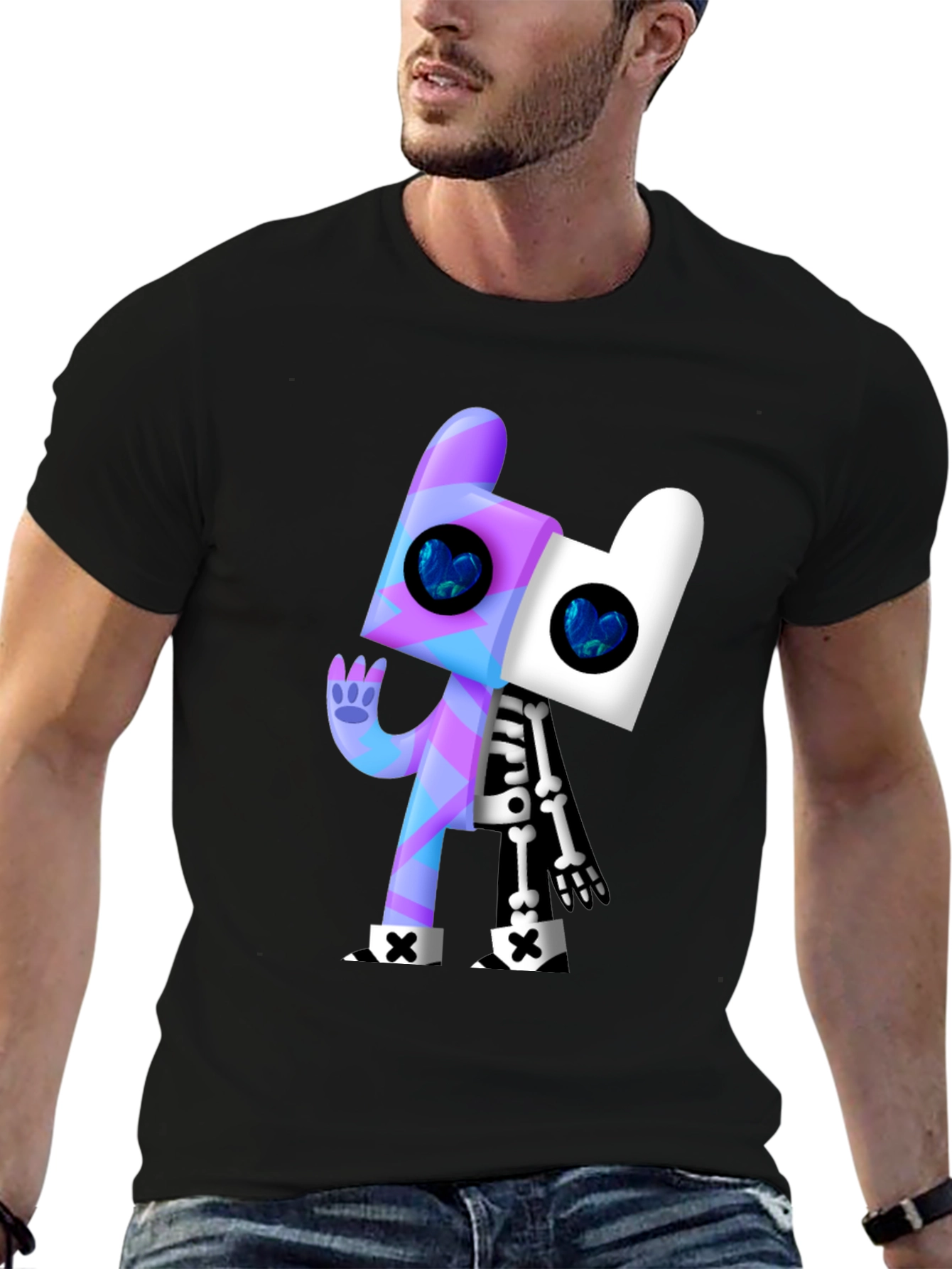 Cartoon Character Graphic Black T-Shirt